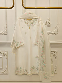 3 Piece- Pure Sheesha Silk Embroidered Suit S113718