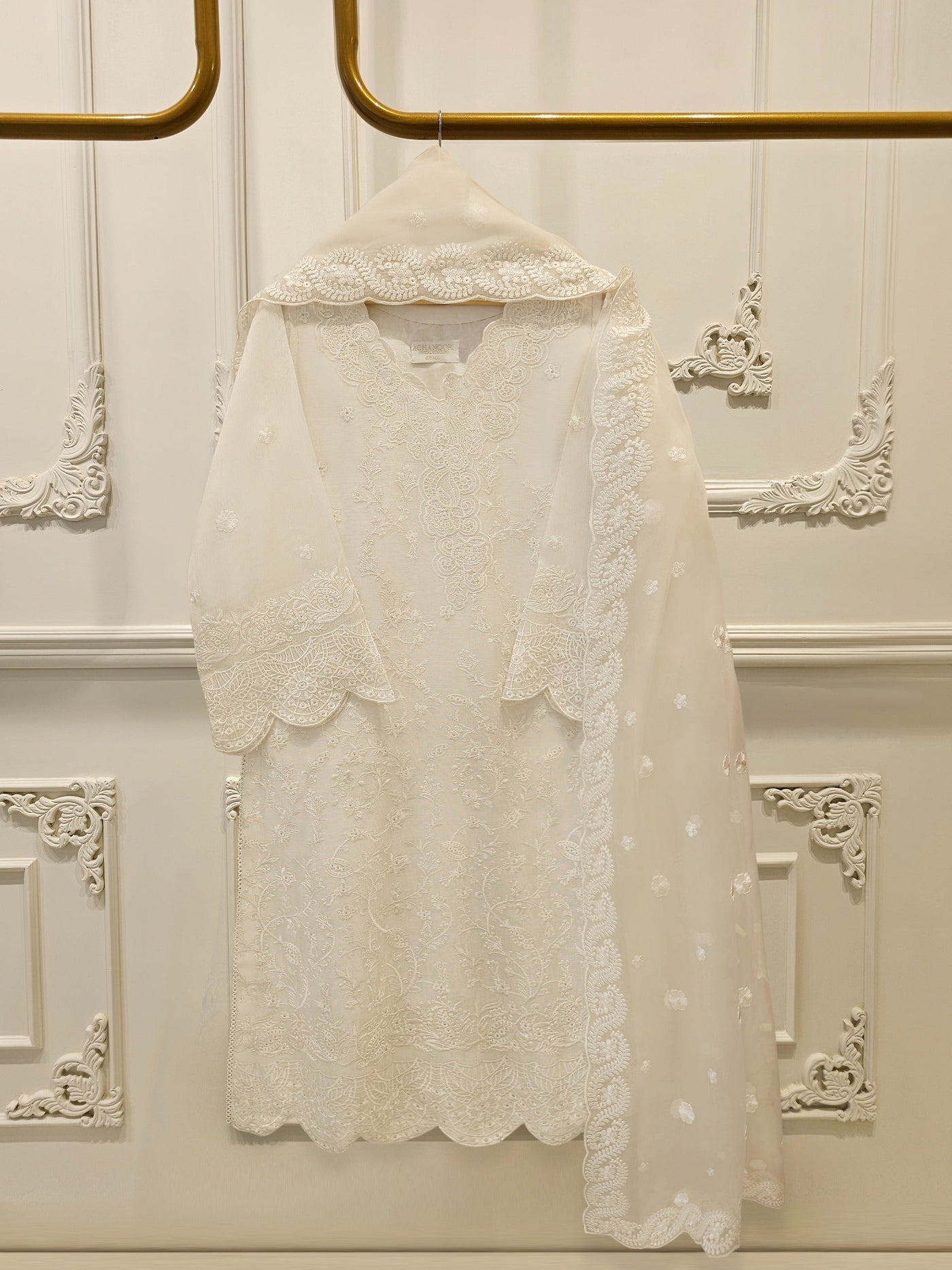 Unstitched 3 Piece Pure Embroidered Cotton Net Suit S114058
