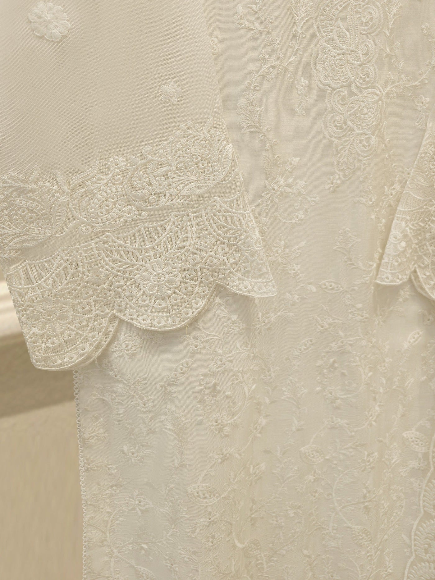 Unstitched 3 Piece Pure Embroidered Cotton Net Suit S114058