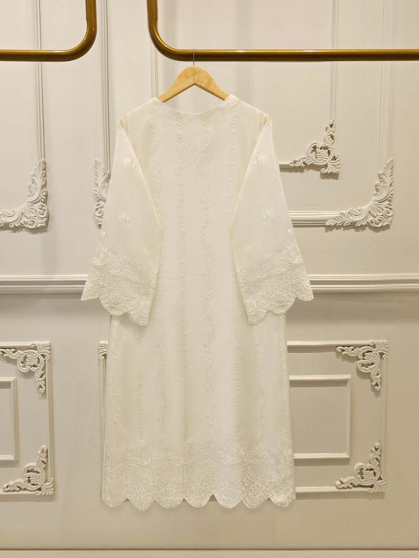 Unstitched 3 Piece Pure Embroidered Cotton Net Suit S114058