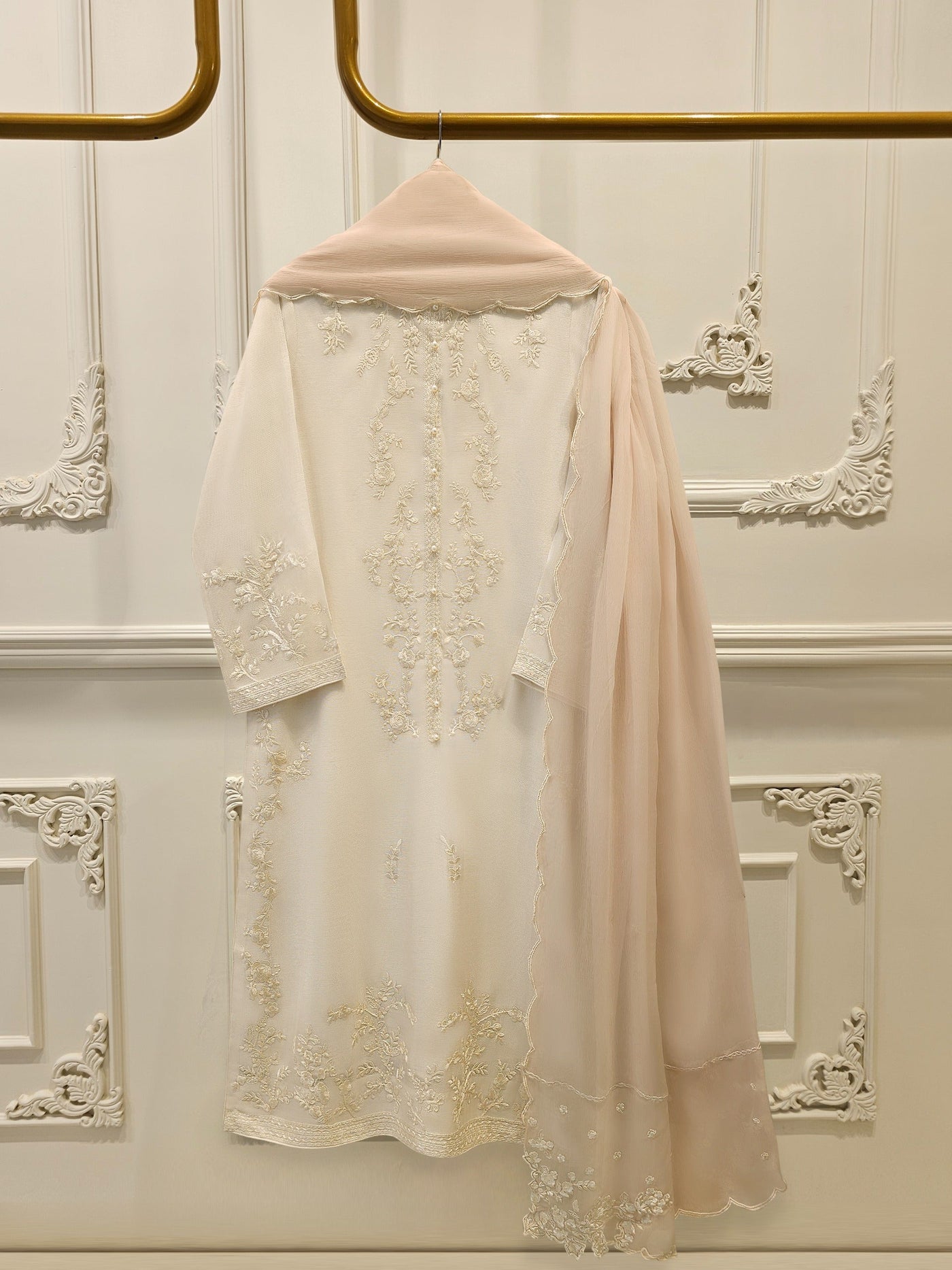 3 Piece - Pure Embroidered Cotton Net Suit S114054