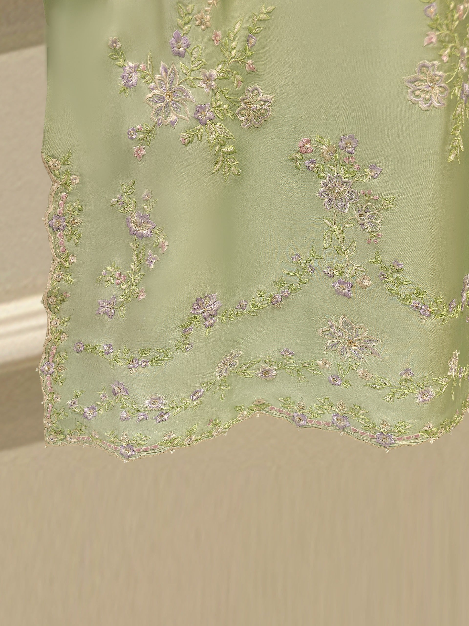 Pure Embroidered Sheesha Silk Shirt S114062