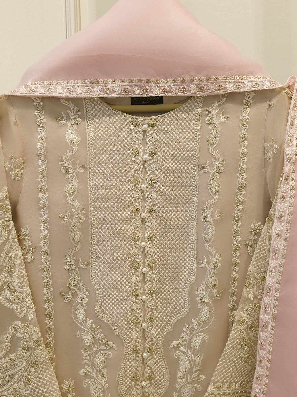3 Piece - Pure Organza Embroidered Suit S114060