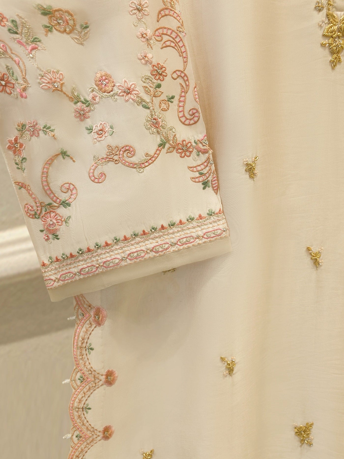 Pure Embroidered Sheesha Silk Shirt S114194