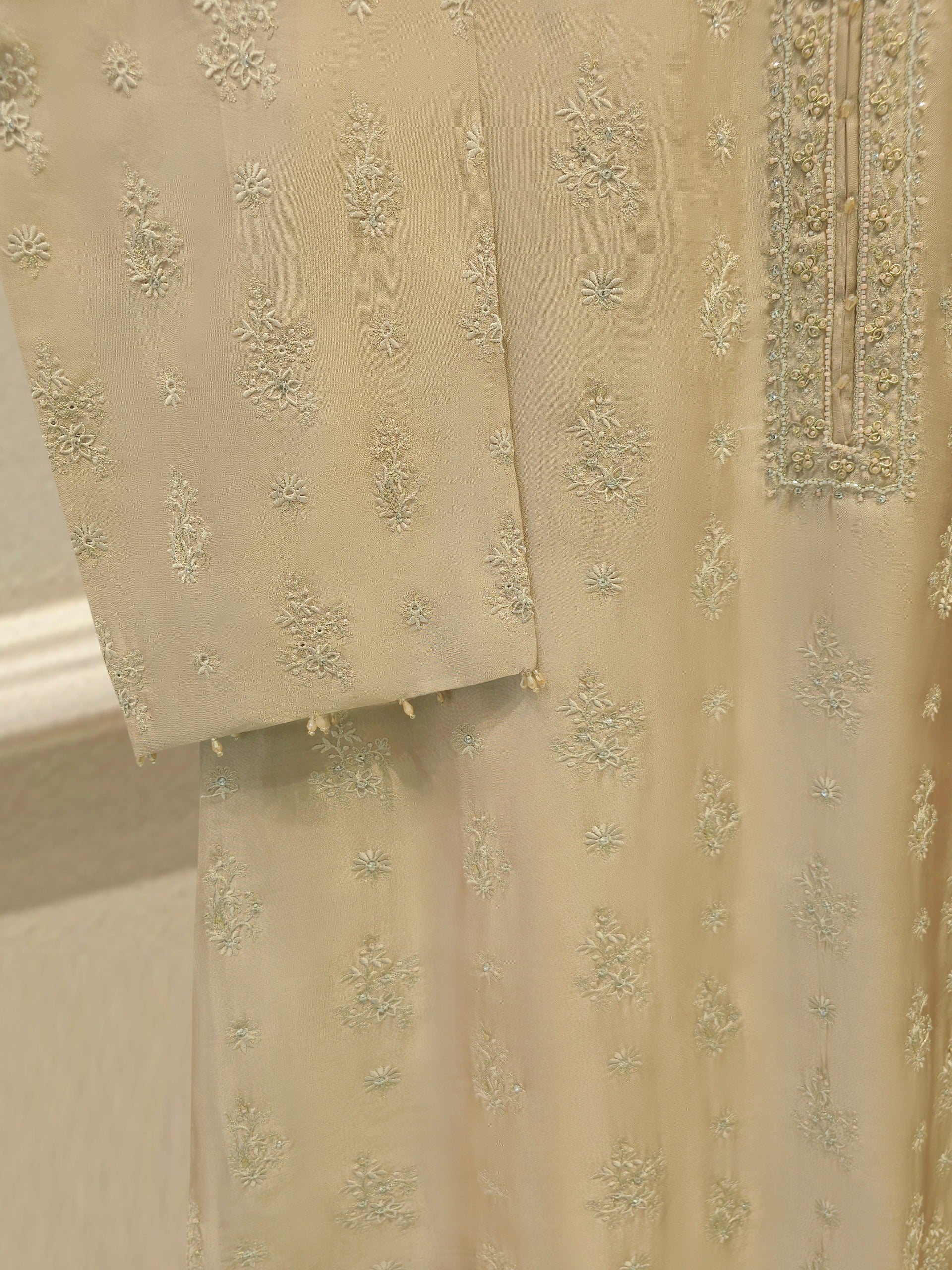 Pure Embroidered Sheesha Silk Shirt S114203
