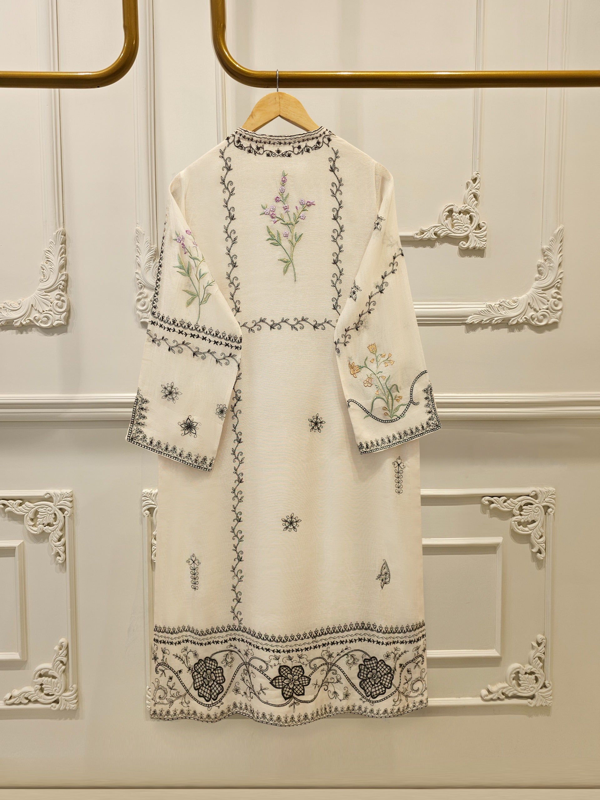 3 Piece - Embroidered Cotton Net Suit WS00304