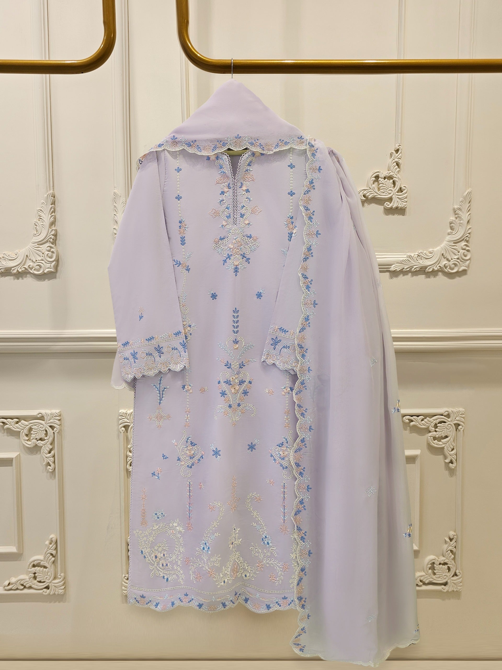 2 Piece - Embroidered Cambric Suit S114213