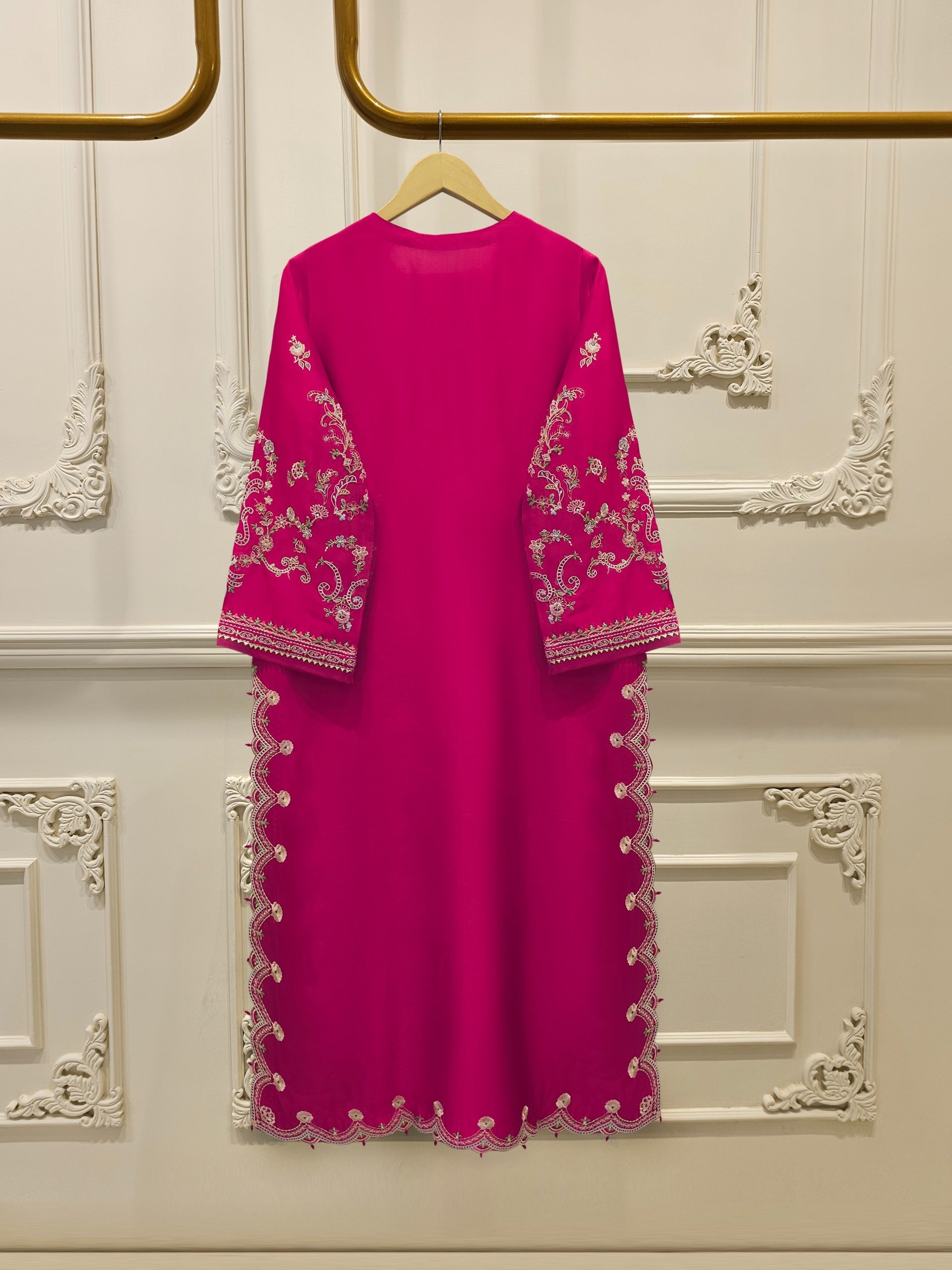 Pure Embroidered Sheesha Silk Shirt S114218