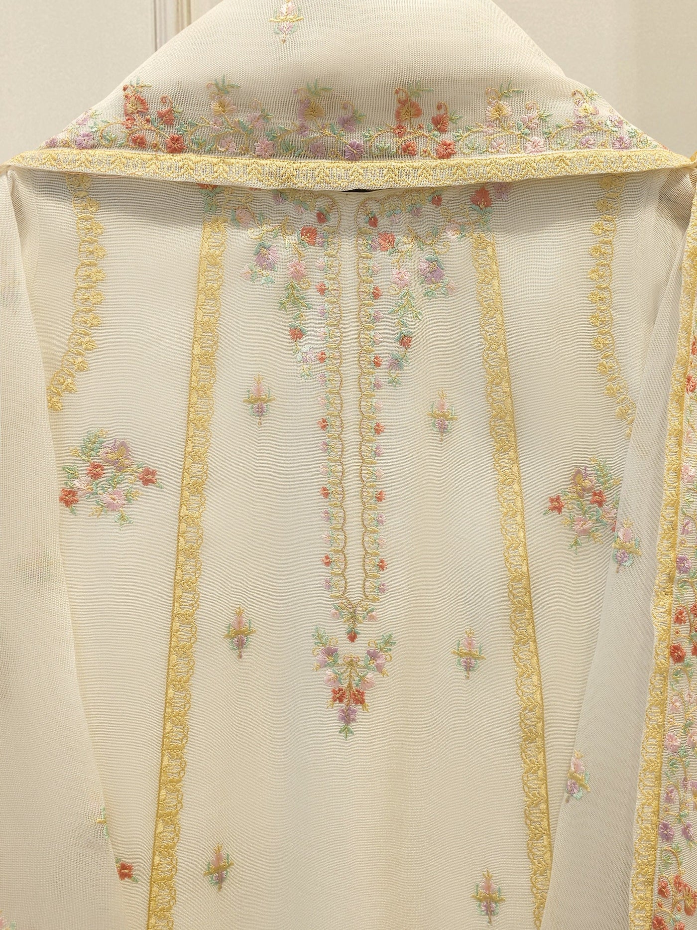 3 Piece - Pure Embroidered Cotton Net Suit S114236