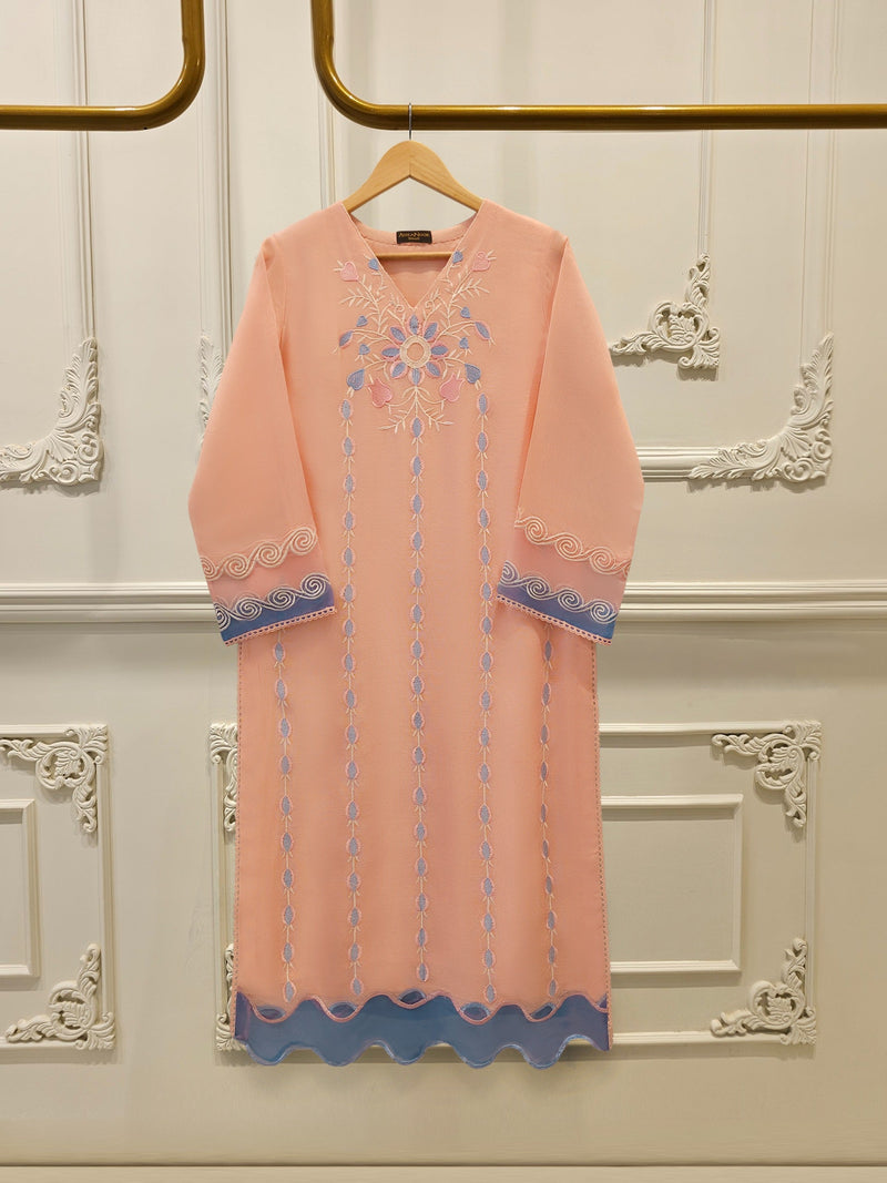 2 Piece - Pure Embroidered Cotton Net Suit S114248