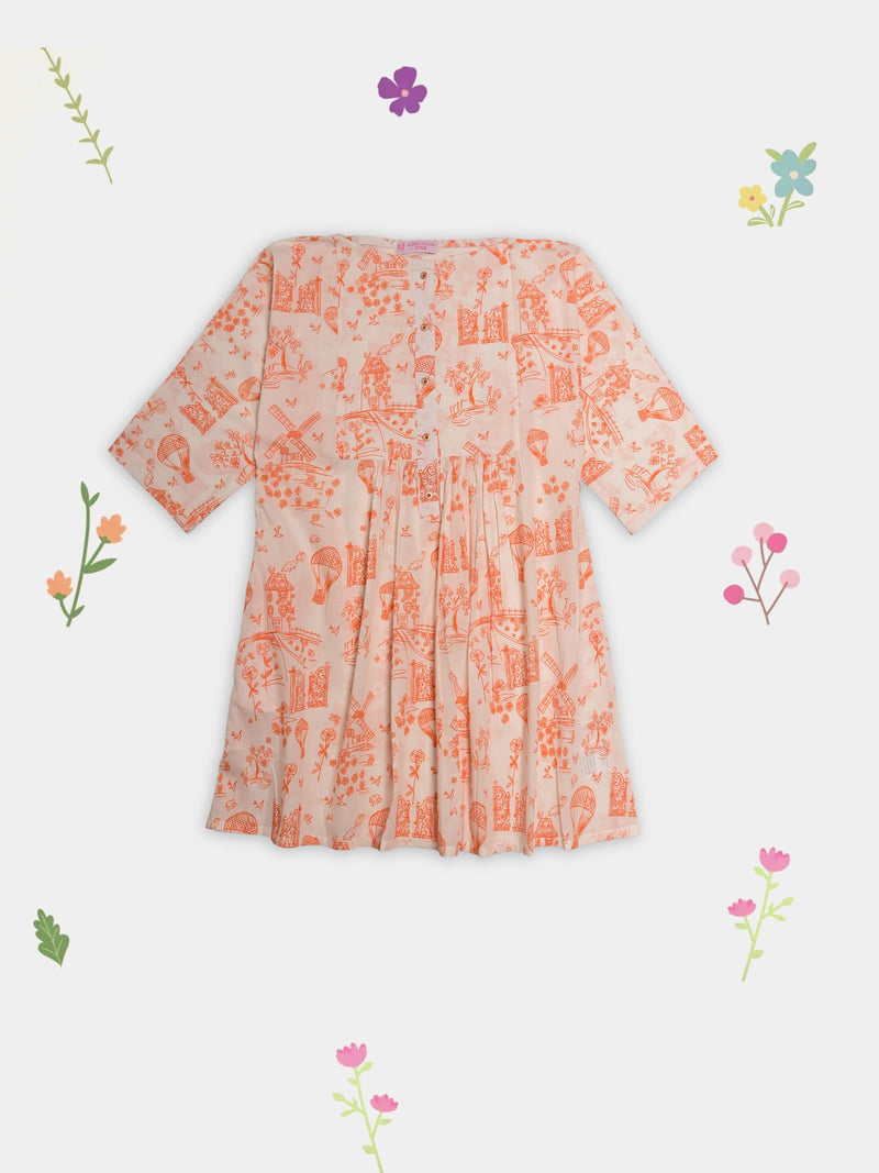 (Kids) Printed Cambric Shirt Kd-0038