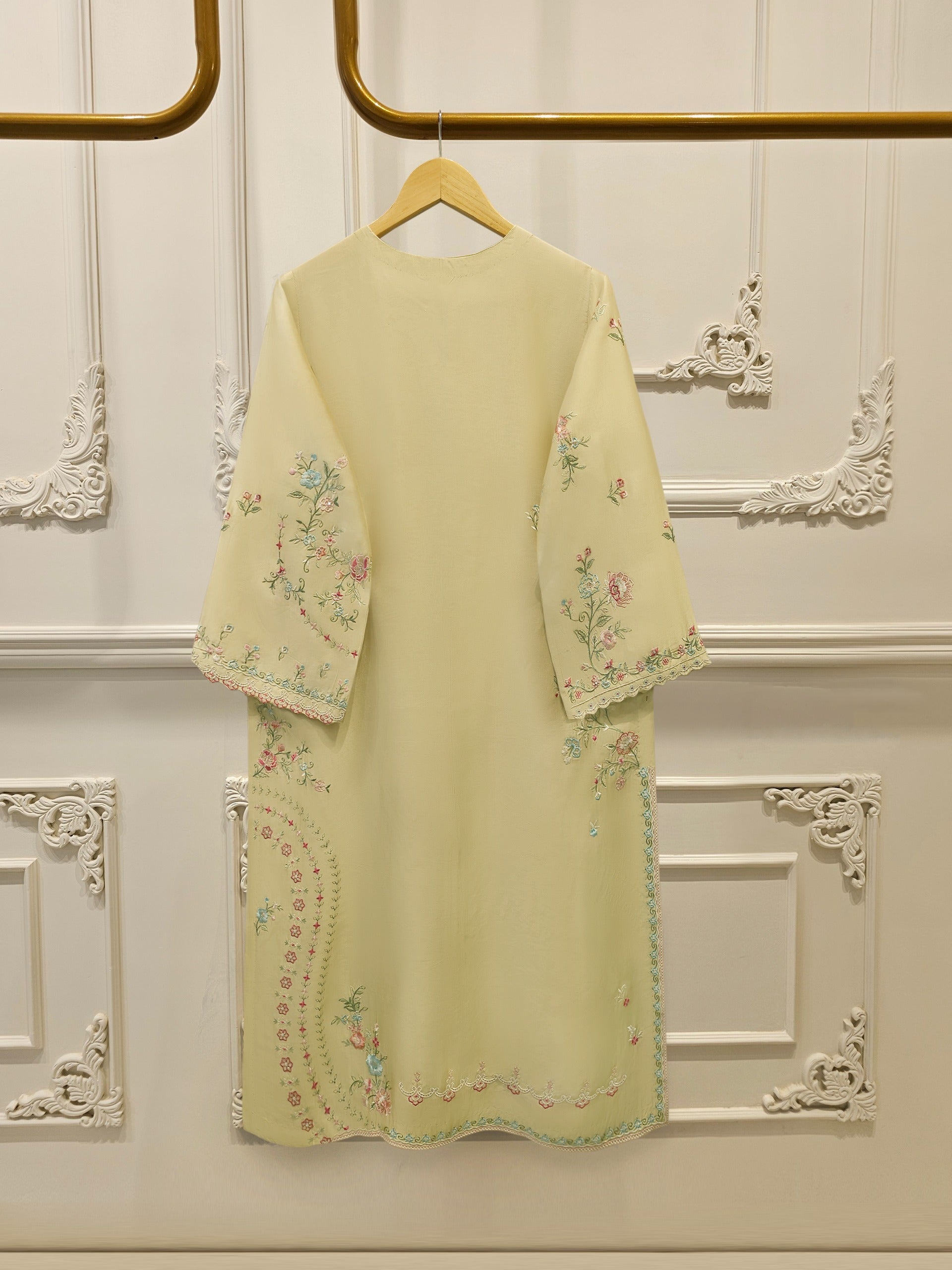 Pure Embroidered Sheesha Silk Shirt S114269
