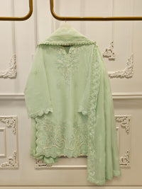 3 Piece - Pure Embroidered Cotton Net Suit S114250