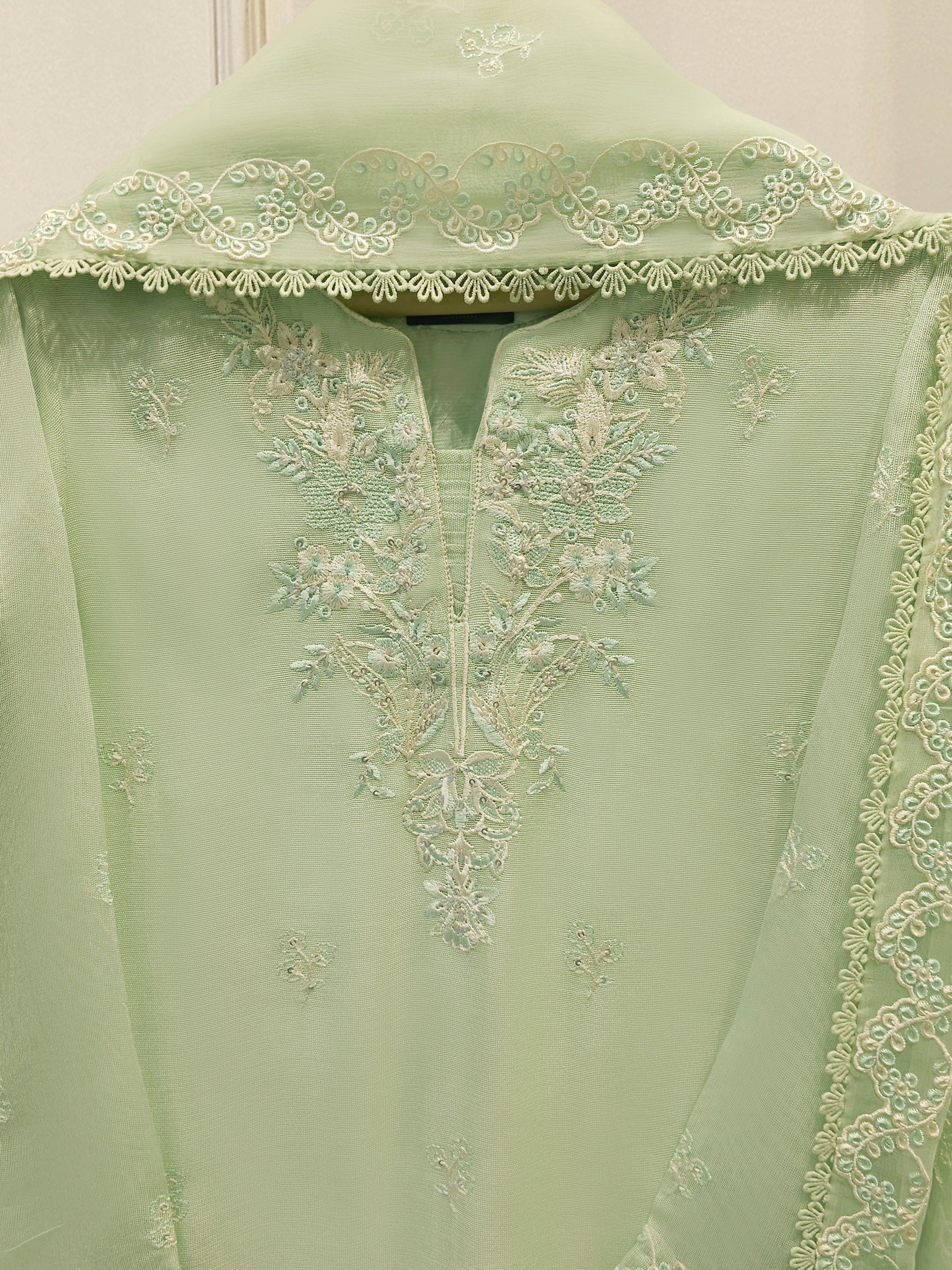 3 Piece - Pure Embroidered Cotton Net Suit S114250