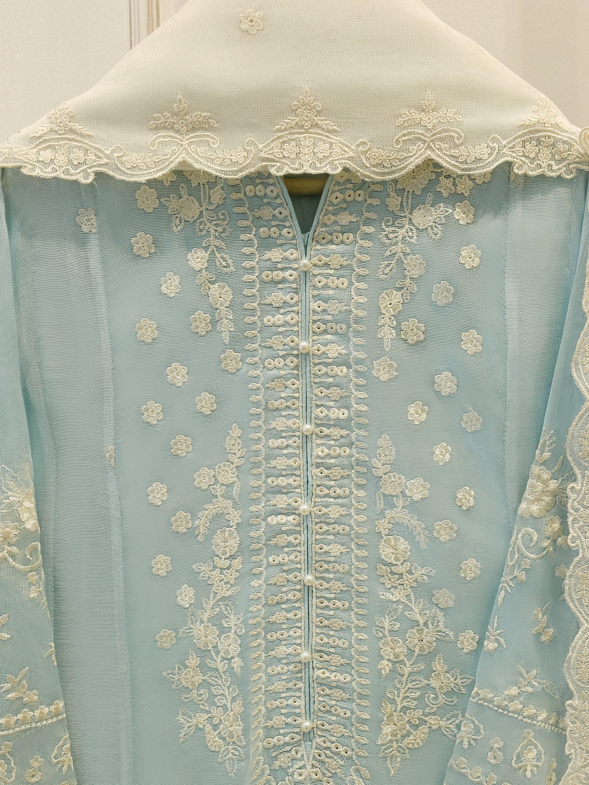 3 Piece - Pure Embroidered Cotton Net Suit S114254