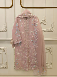 3 Piece - Pure Organza Embroidered Suit S114272