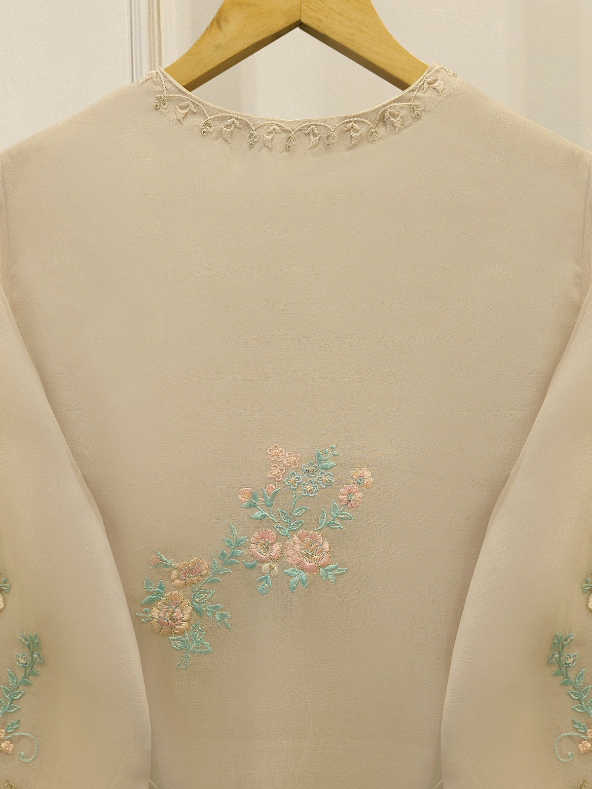 3 Piece - Pure Organza Embroidered Suit S114277