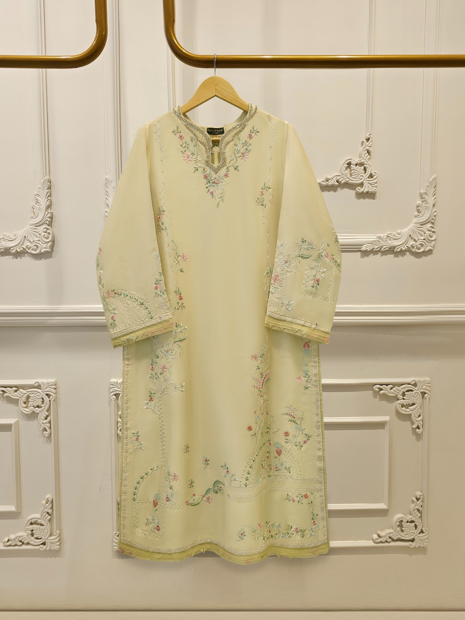 Pure Embroidered Sheesha Silk Shirt S114279