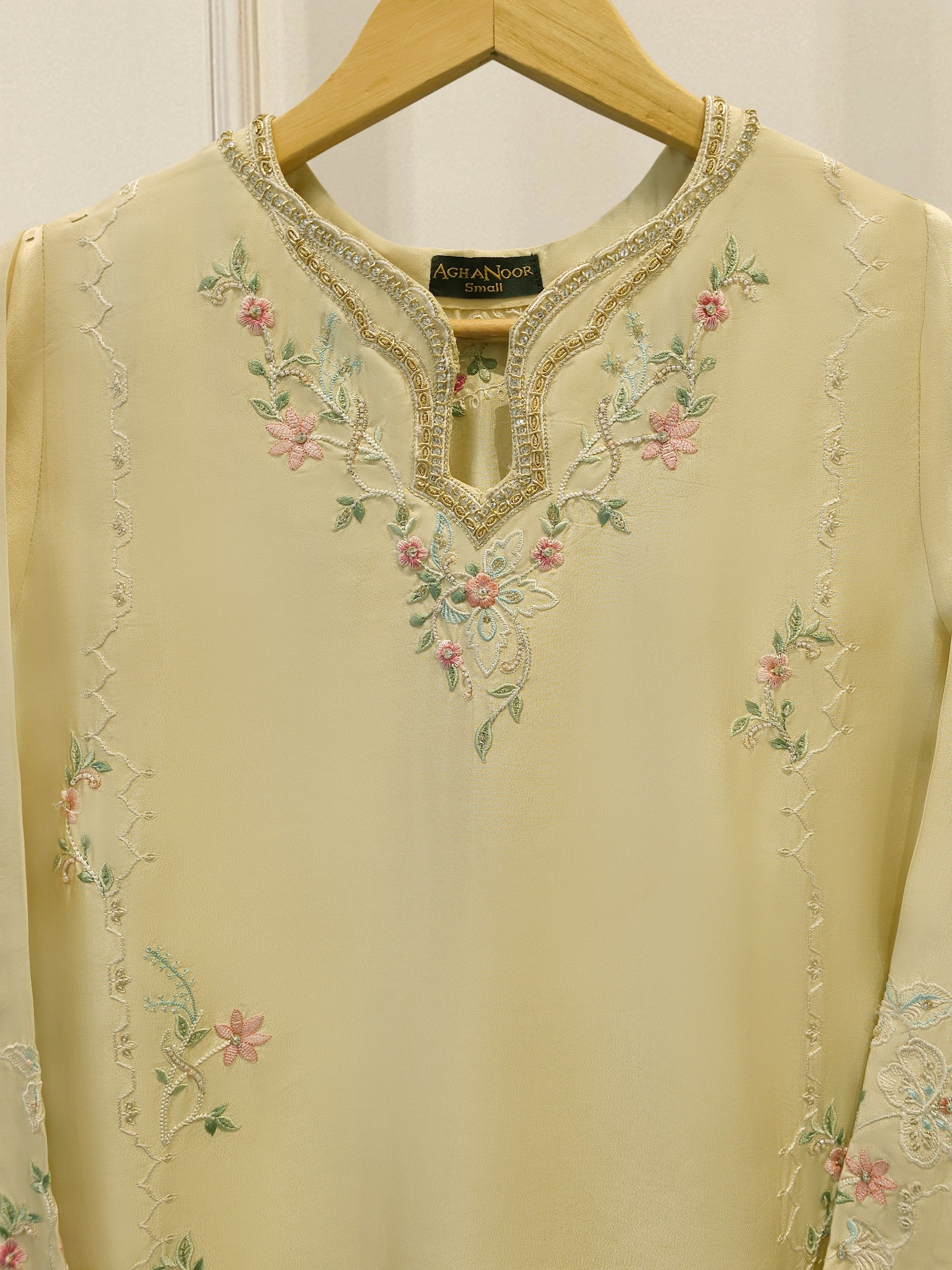 Pure Embroidered Sheesha Silk Shirt S114279