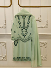 3 Piece - Pure Embroidered Cotton Net Suit S114302