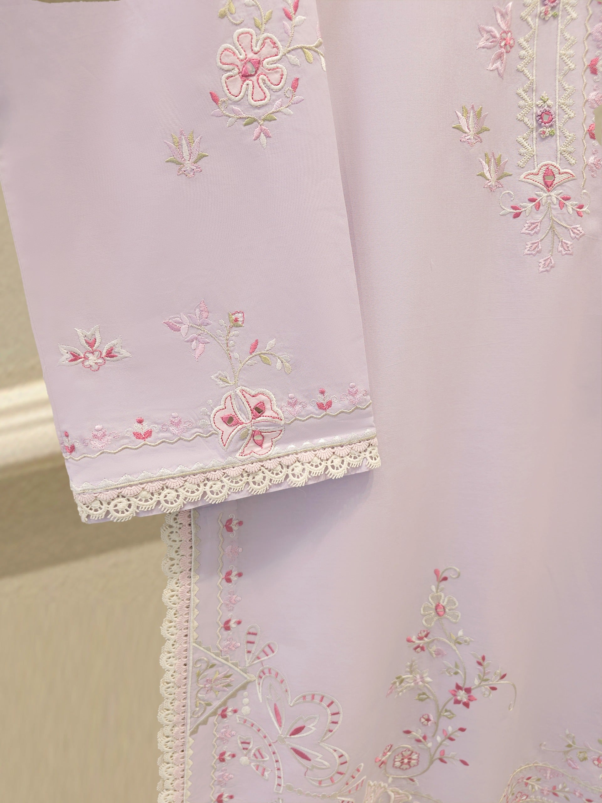 2 Piece - Embroidered Cambric Suit S114309