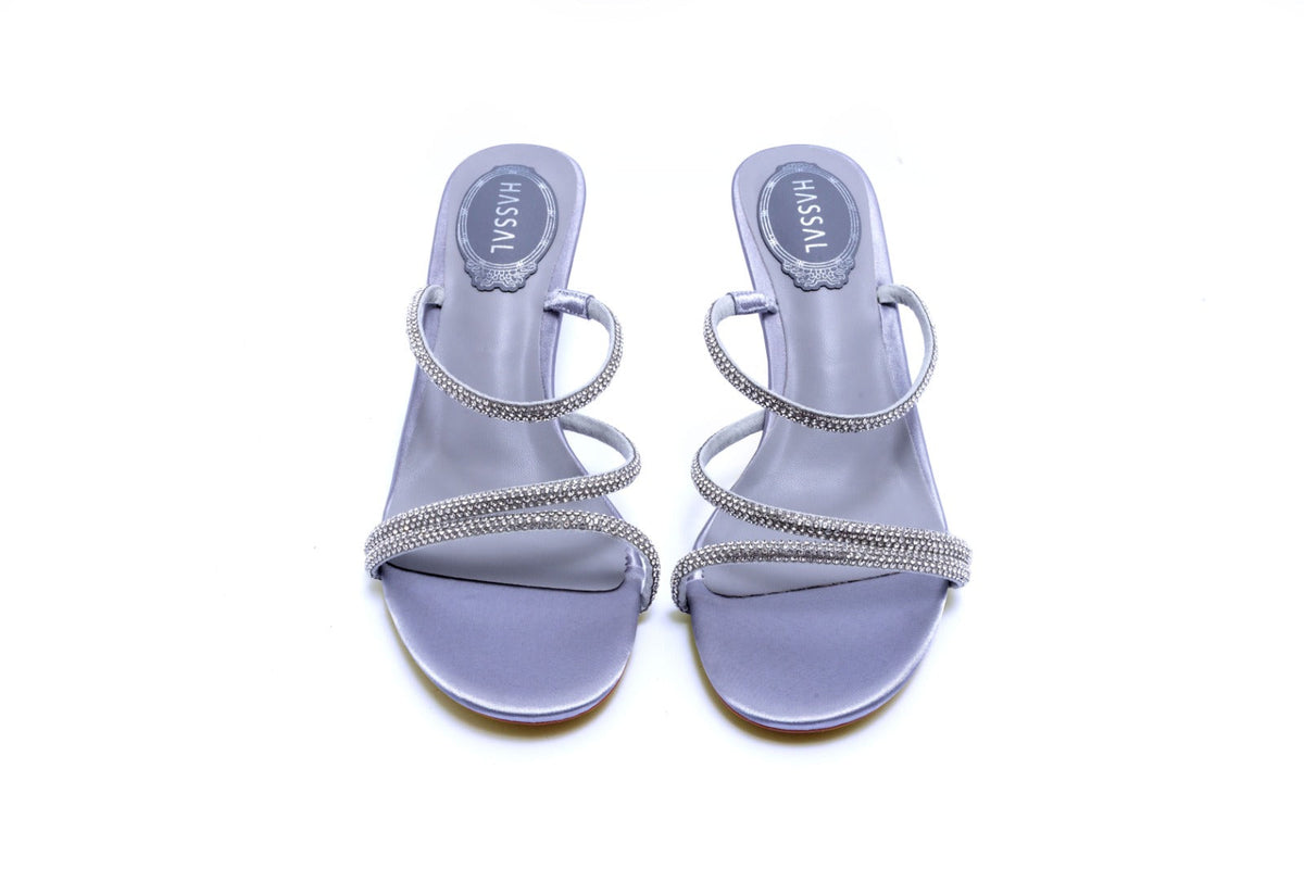 Aysa Silver Crystal Strap Heel