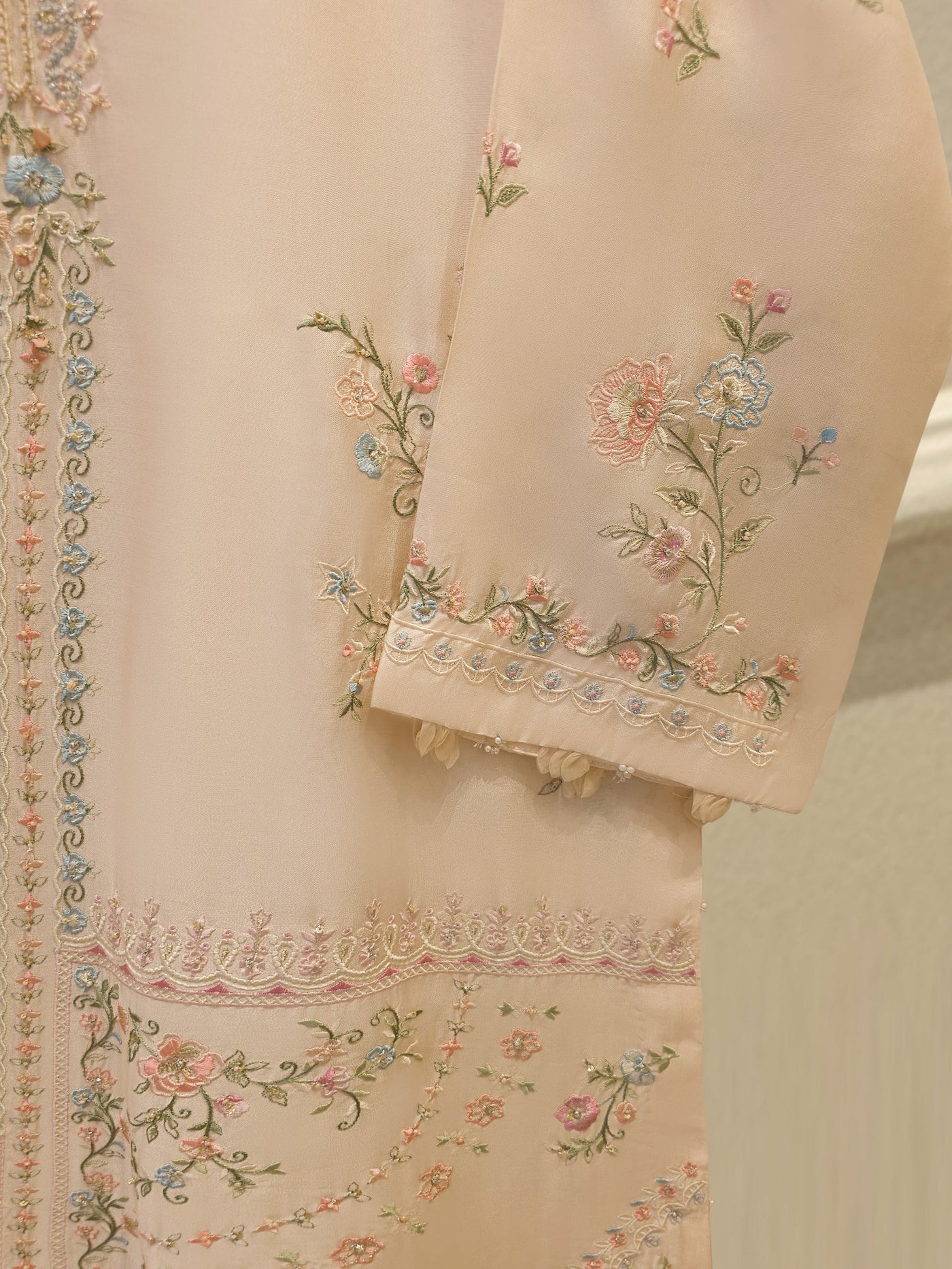 Pure Embroidered Sheesha Silk Shirt S114317