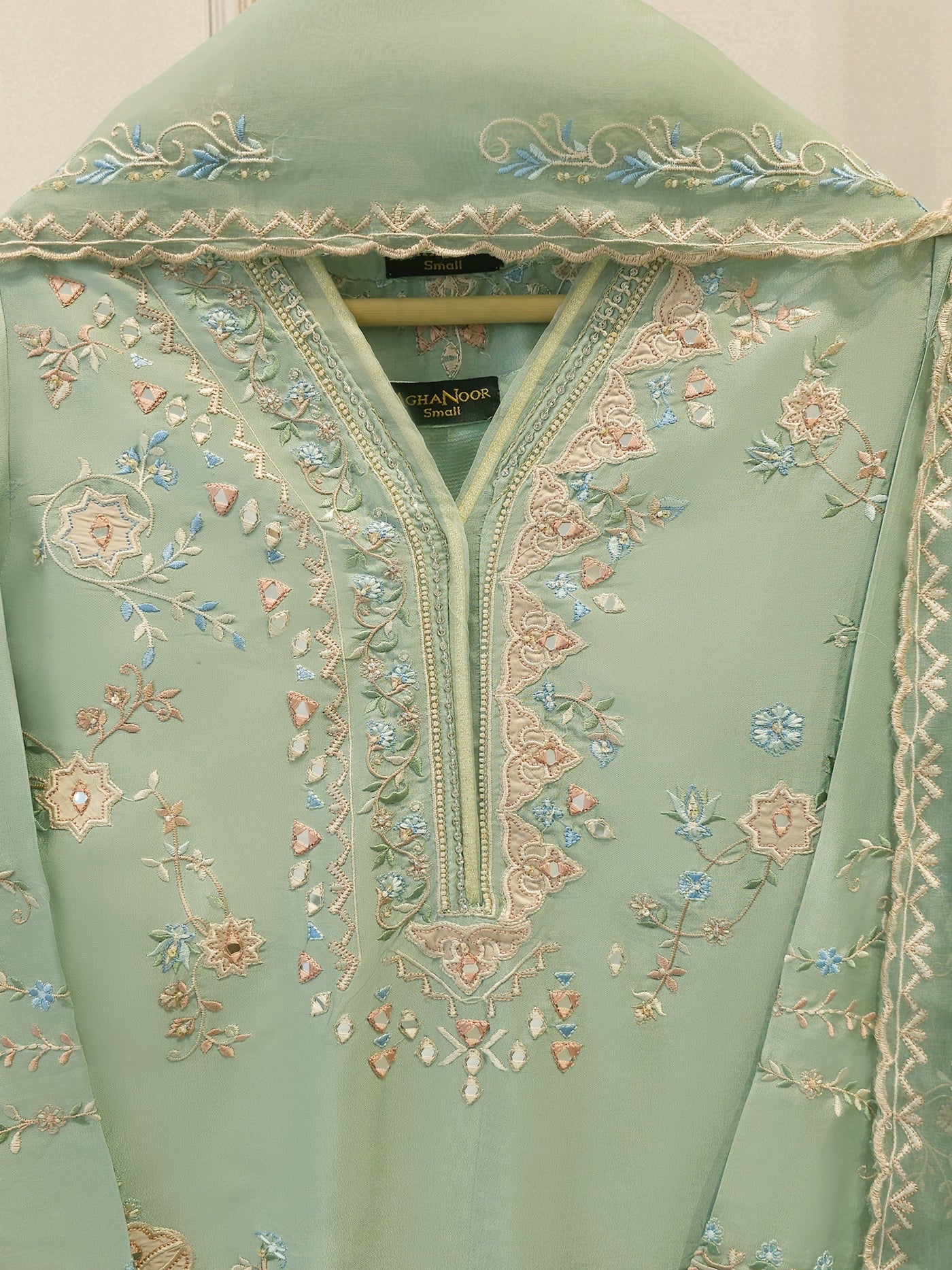 3 Piece- Pure Sheesha Silk Embroidered Suit S114321