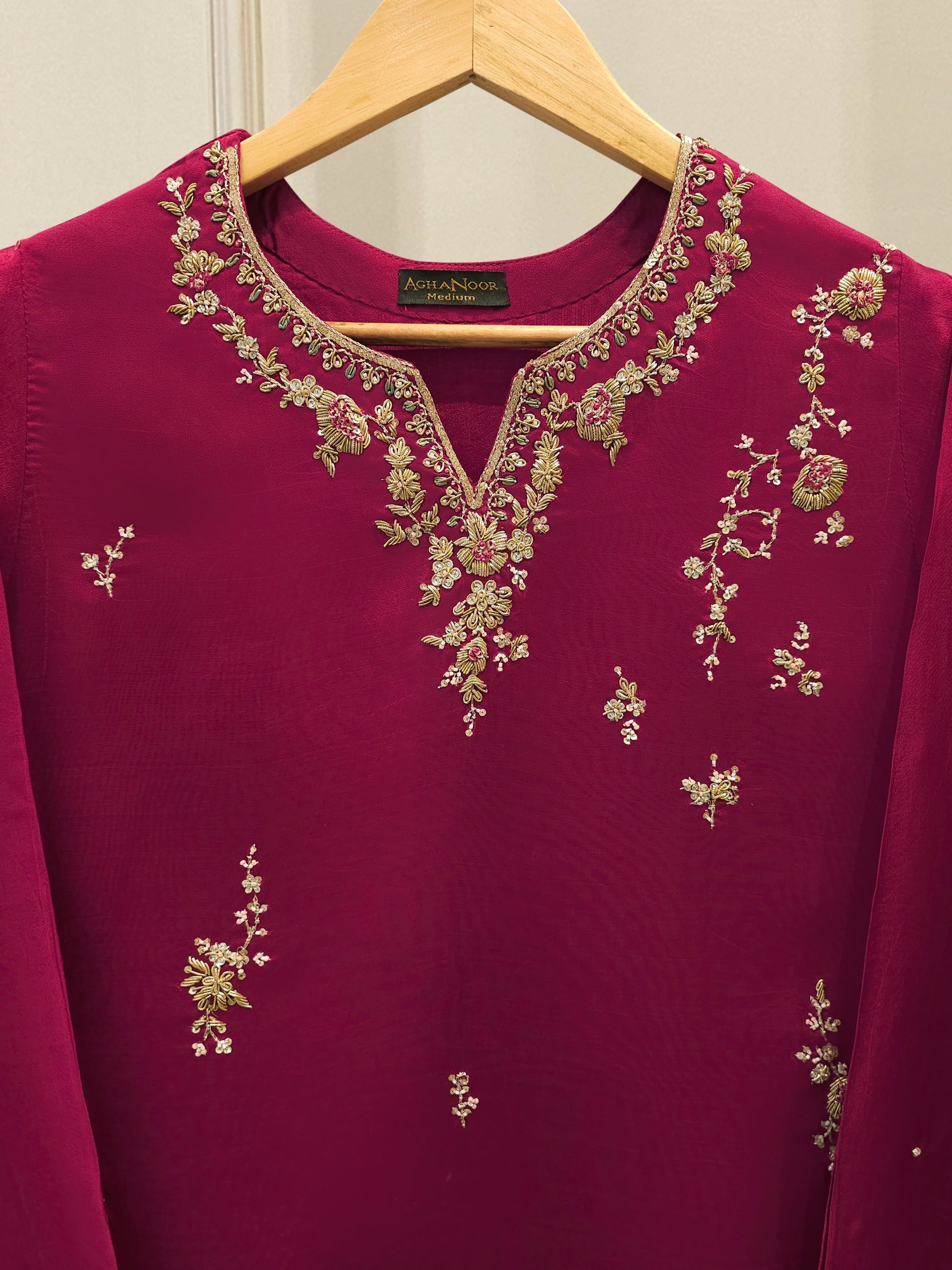 2 Piece- Pure Sheesha Silk Embroidered Suit S114337