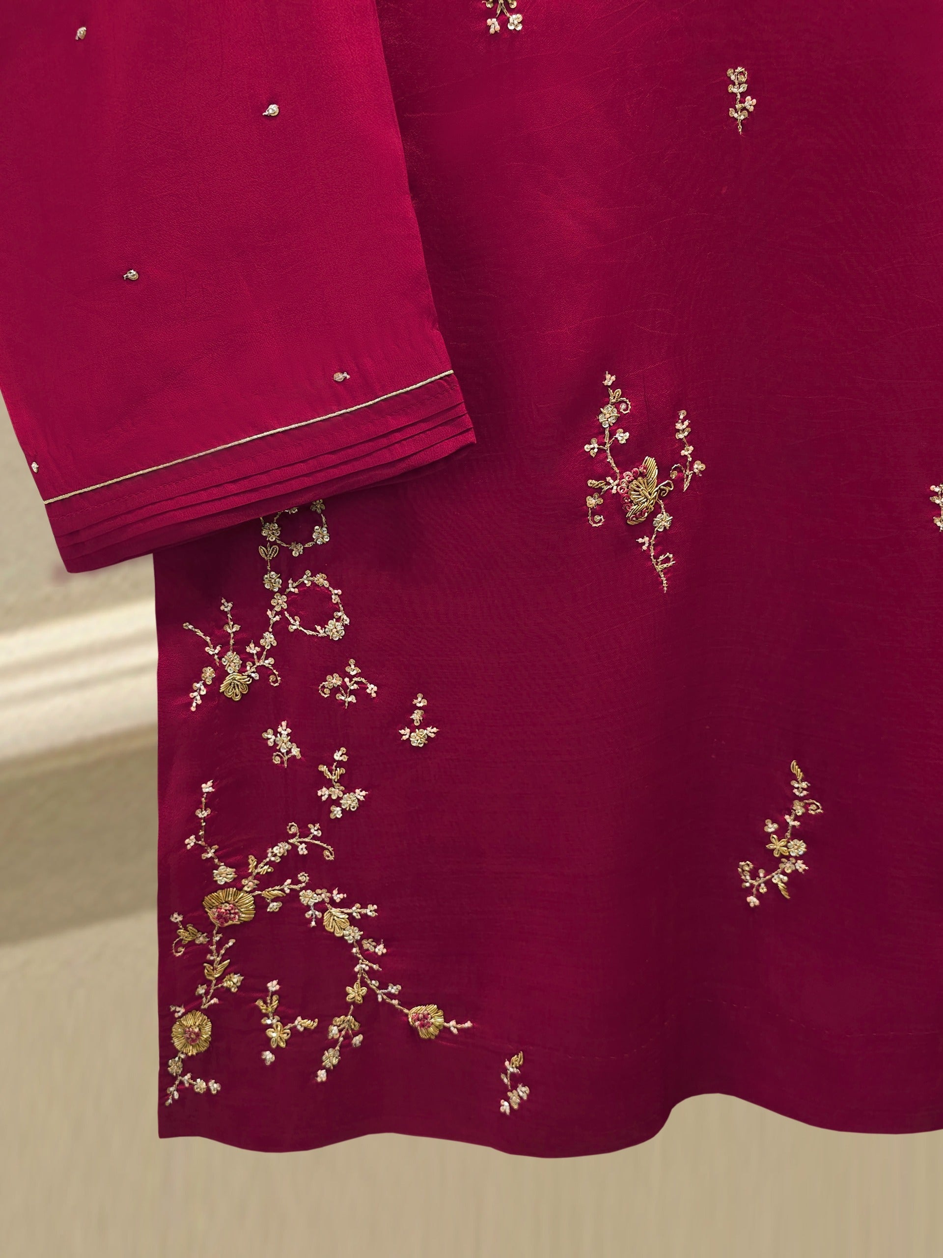 2 Piece- Pure Sheesha Silk Embroidered Suit S114337