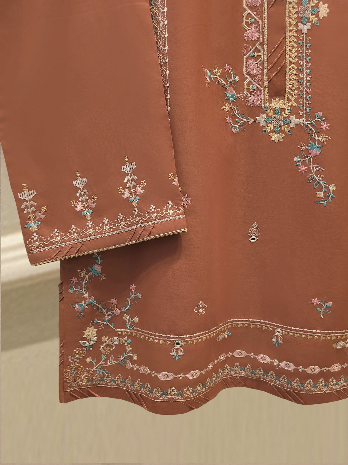 2 Piece - Embroidered Cambric Suit Ws00309