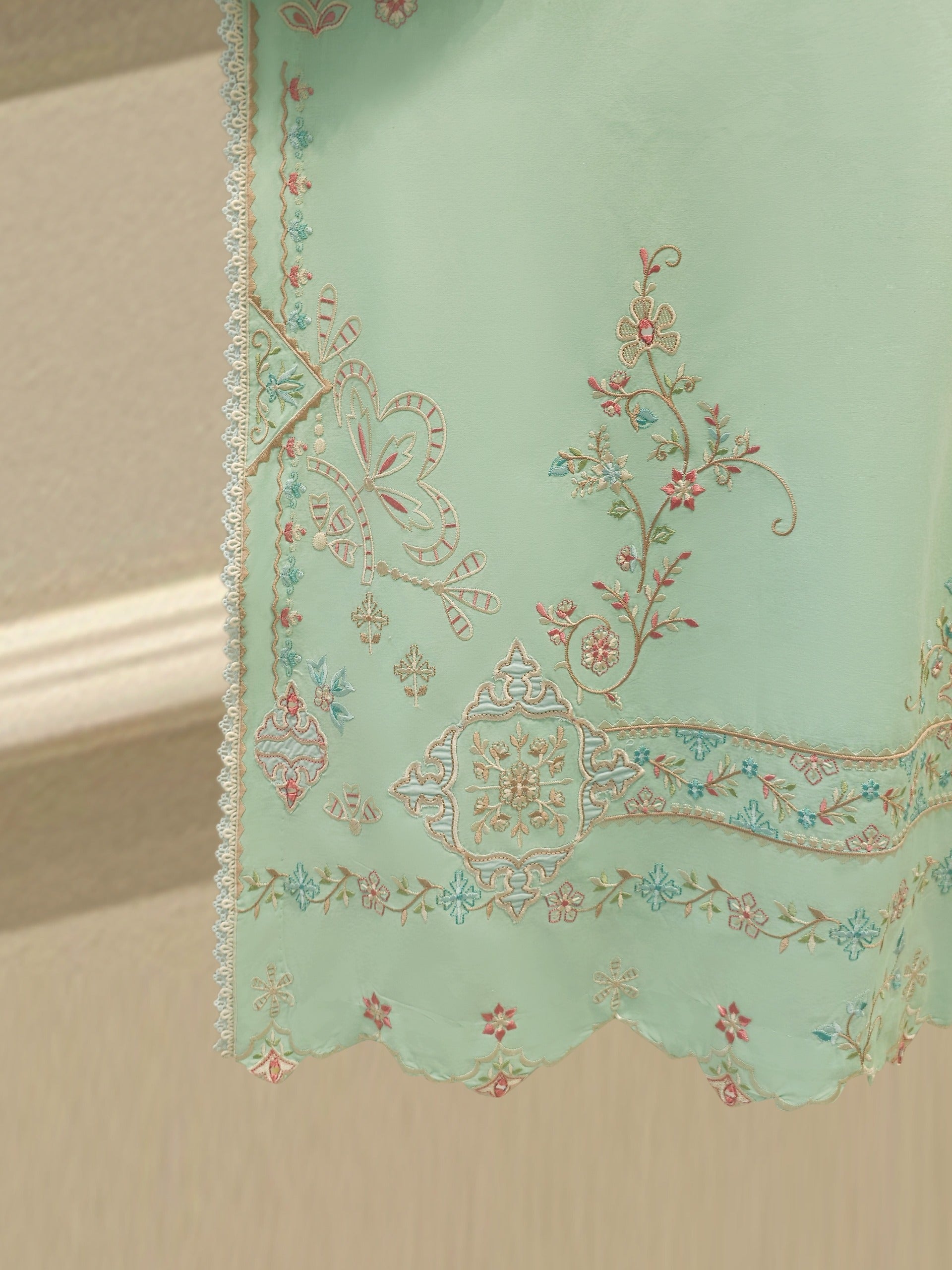 3 Piece Embroidered Tissue Suit