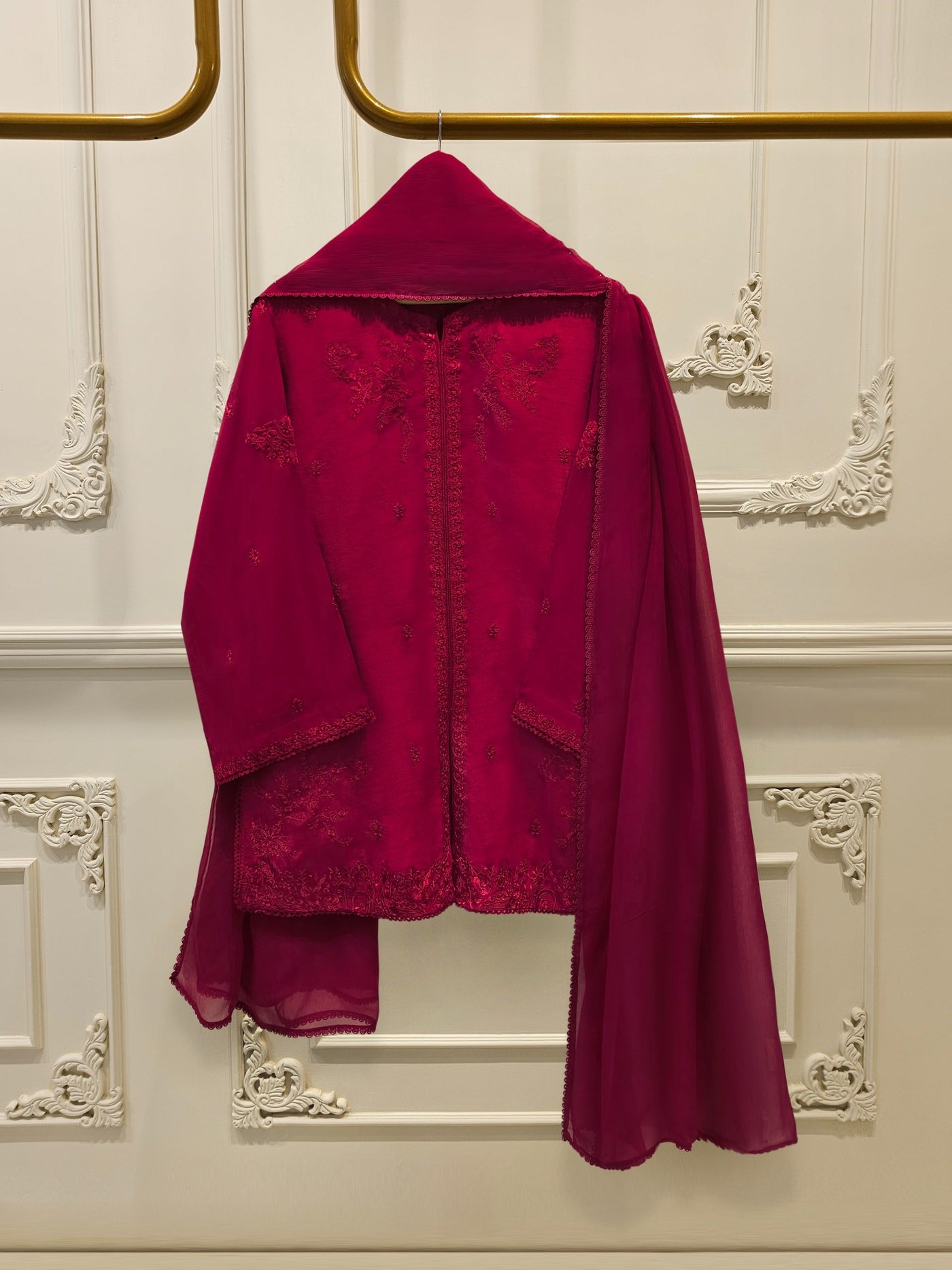 3 Piece - Pure Embroidered Korean Silk Suit S114377