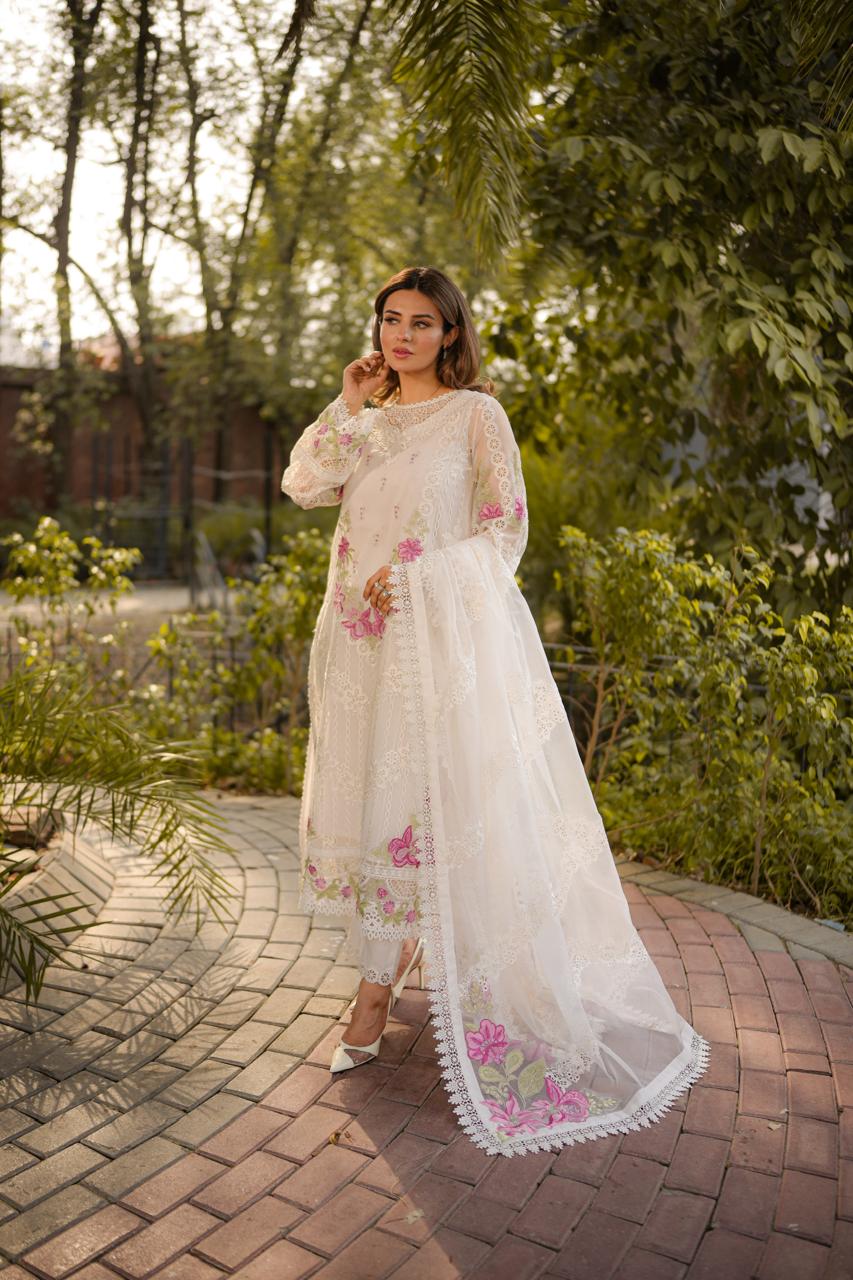Aneelas Party Wear Emb Organza 3pc [OR-06] [Dispatch Time 2.5 Months]