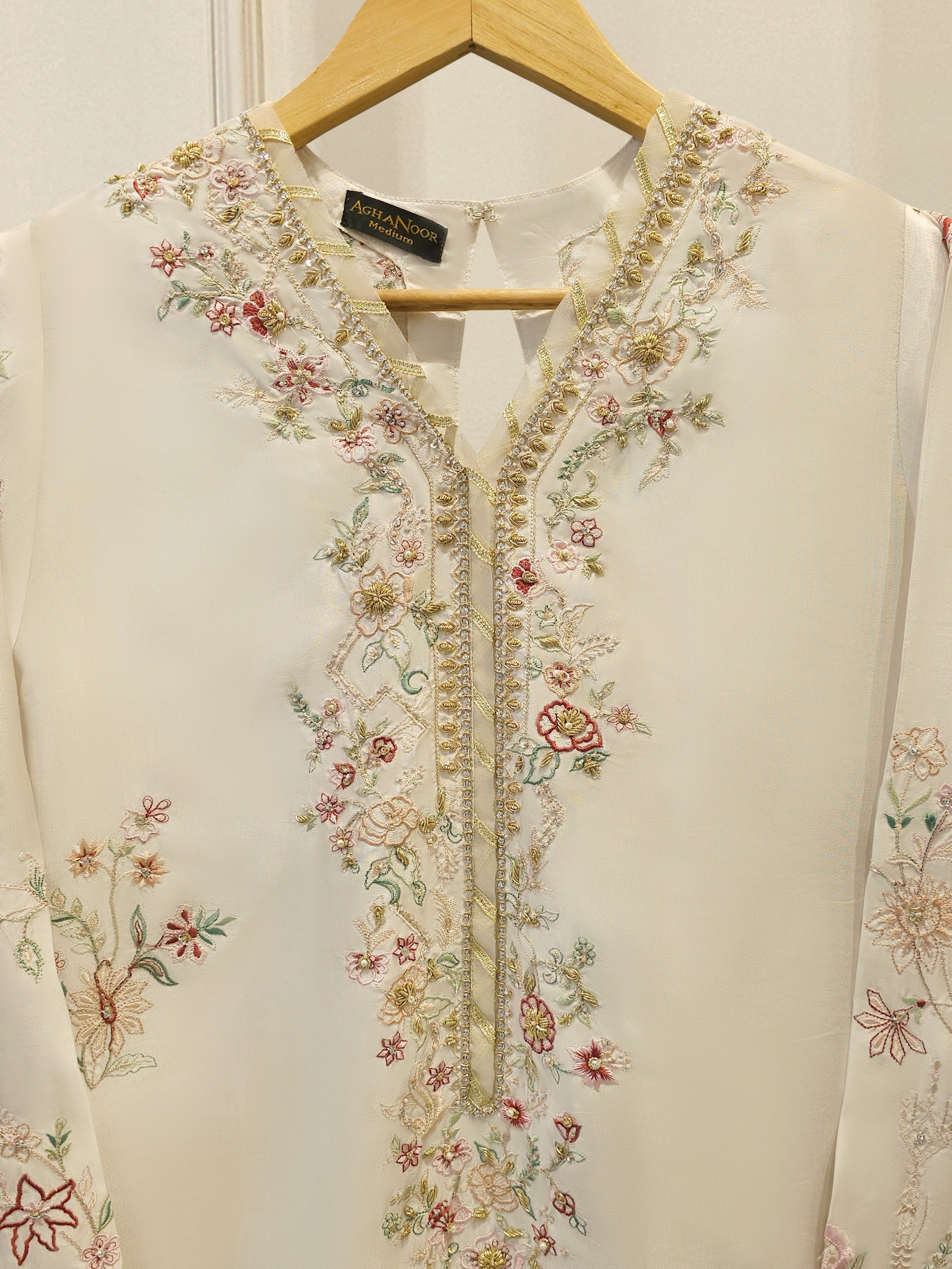 Pure Embroidered Sheesha Silk Shirt S114475