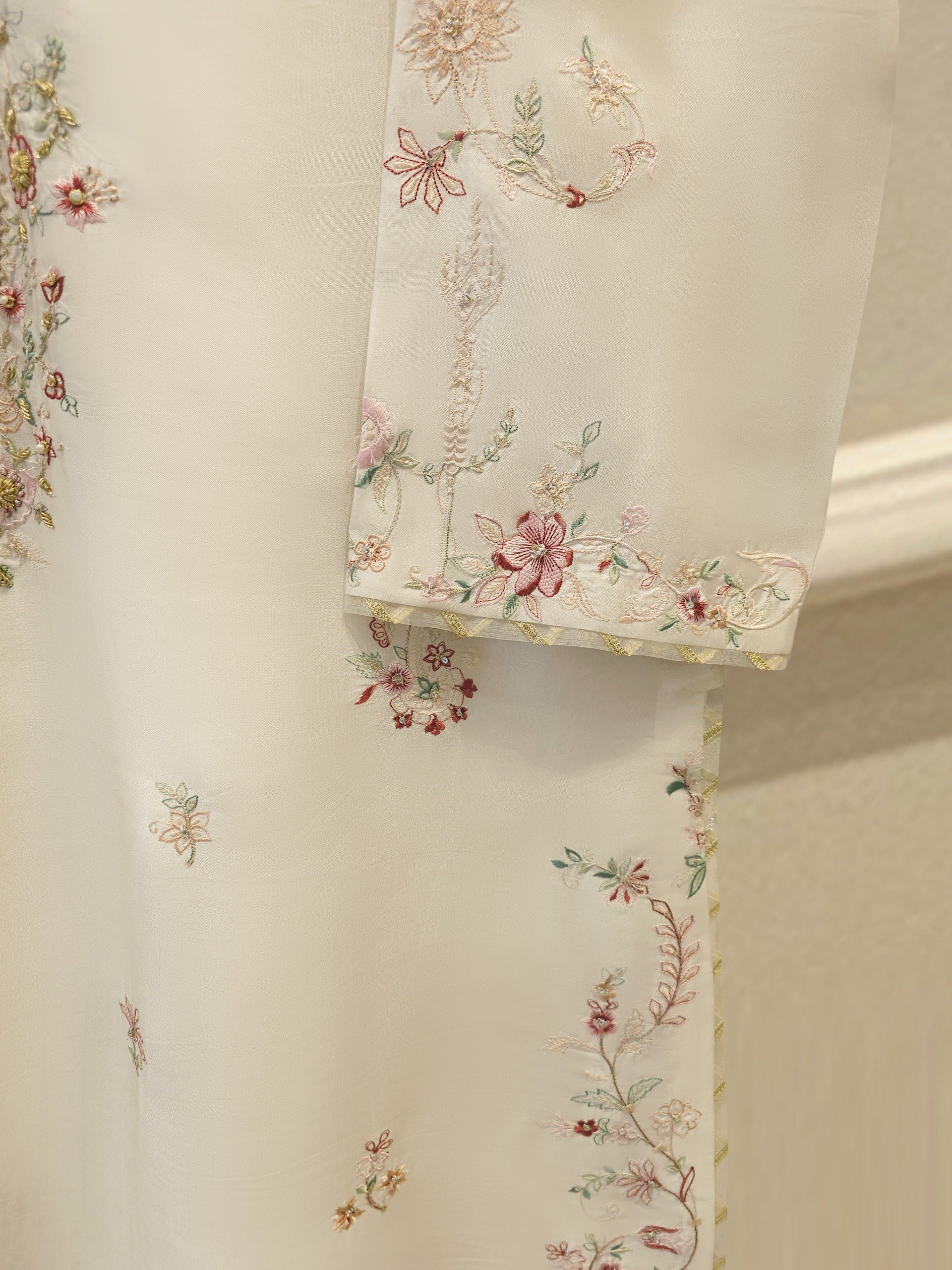 Pure Embroidered Sheesha Silk Shirt S114475