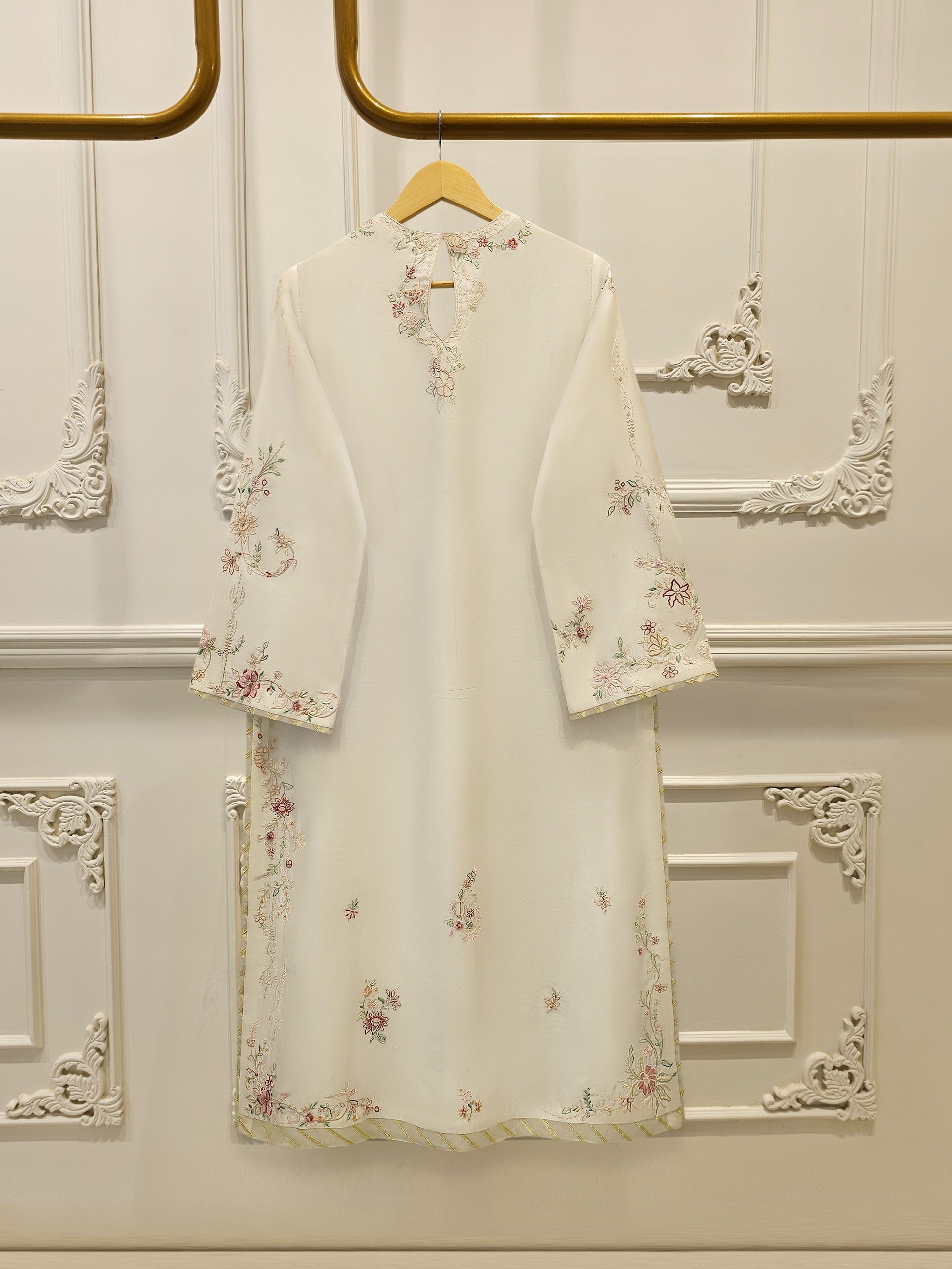 Pure Embroidered Sheesha Silk Shirt S114475
