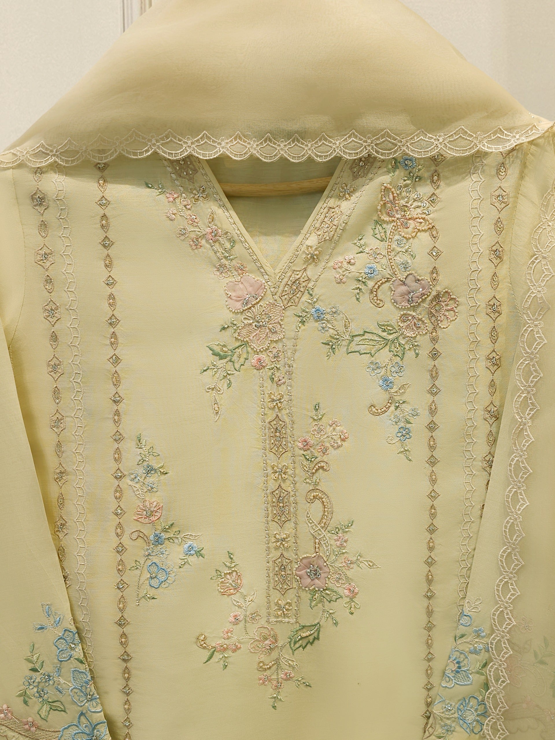 3 Piece - Pure Khaddi Silk Embroidered  Suit S114762