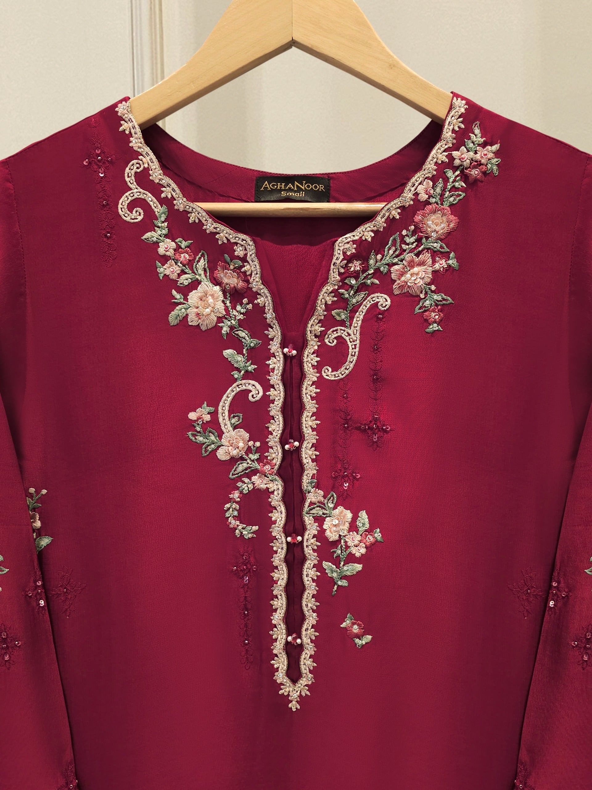 Pure Embroidered Sheesha Silk Shirt S114832