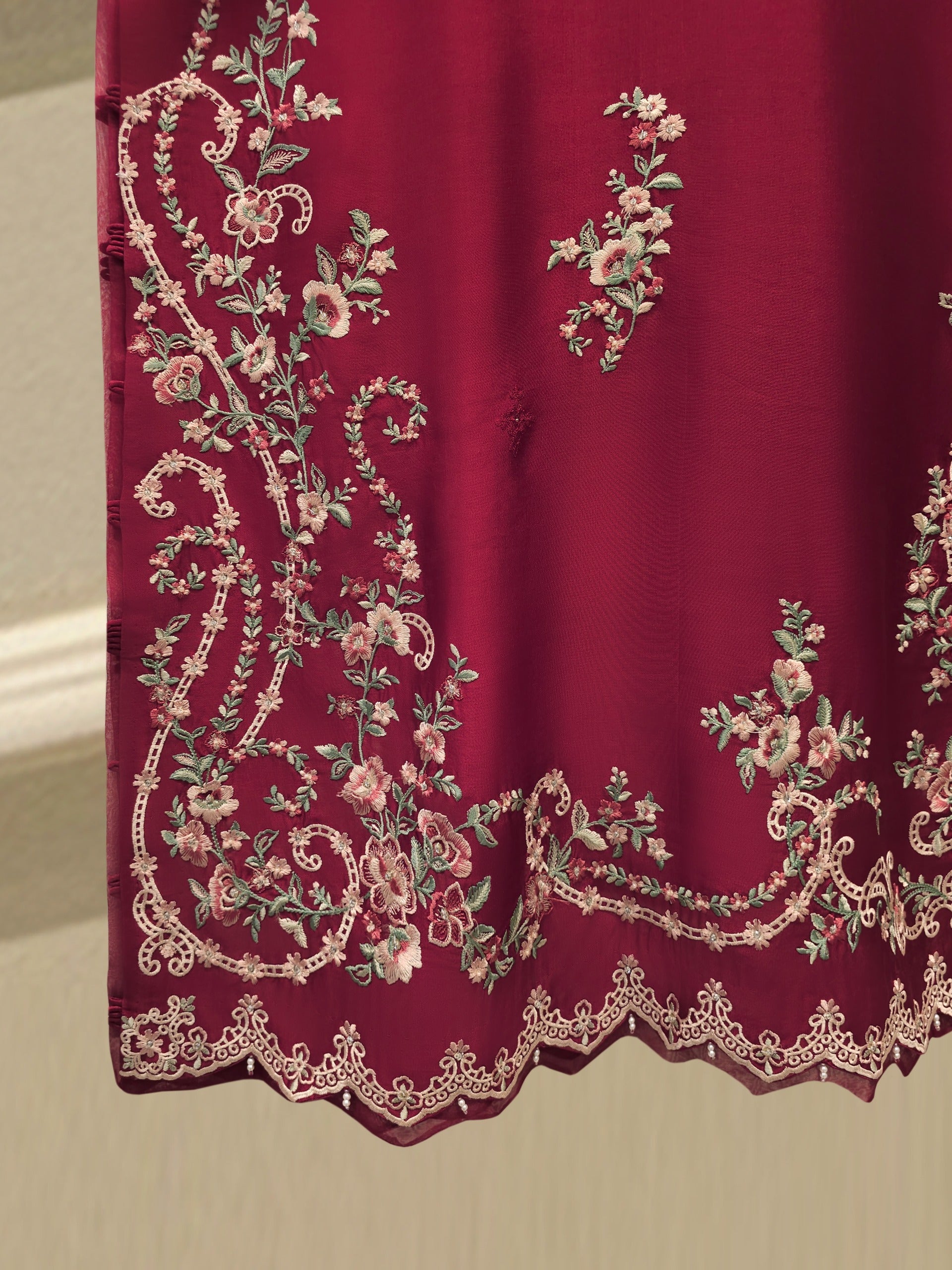 Pure Embroidered Sheesha Silk Shirt S114832