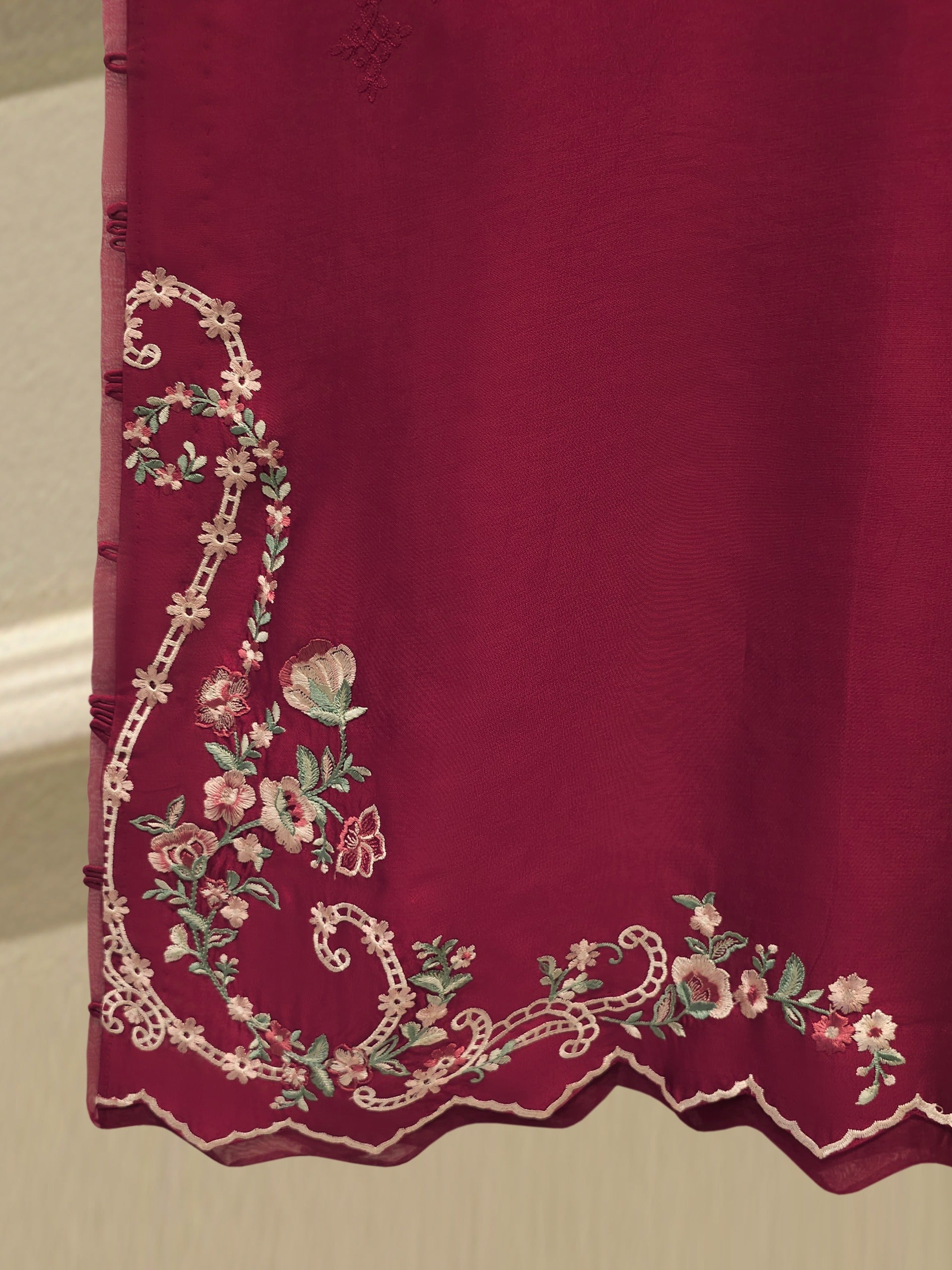 Pure Embroidered Sheesha Silk Shirt S114832