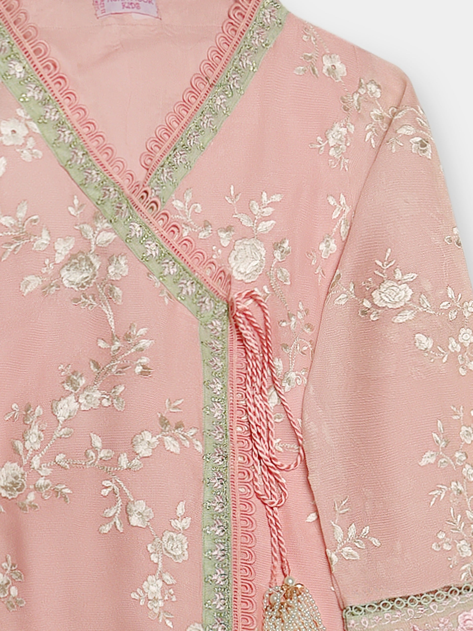 (Kids) 2 Piece -Embroidered  Pure Cotton Net Suit KD-102