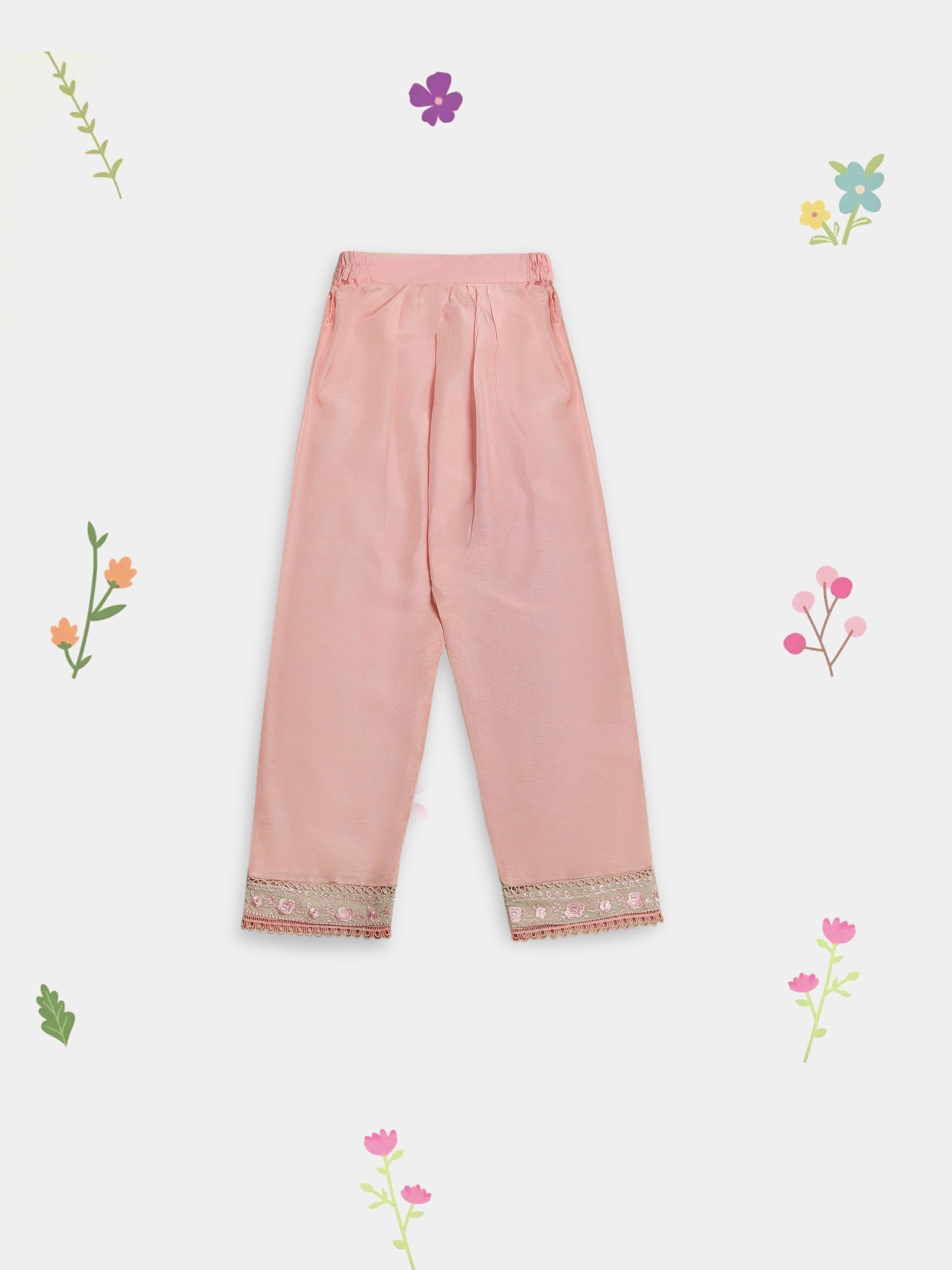 (Kids) 2 Piece -Embroidered  Pure Cotton Net Suit KD-102