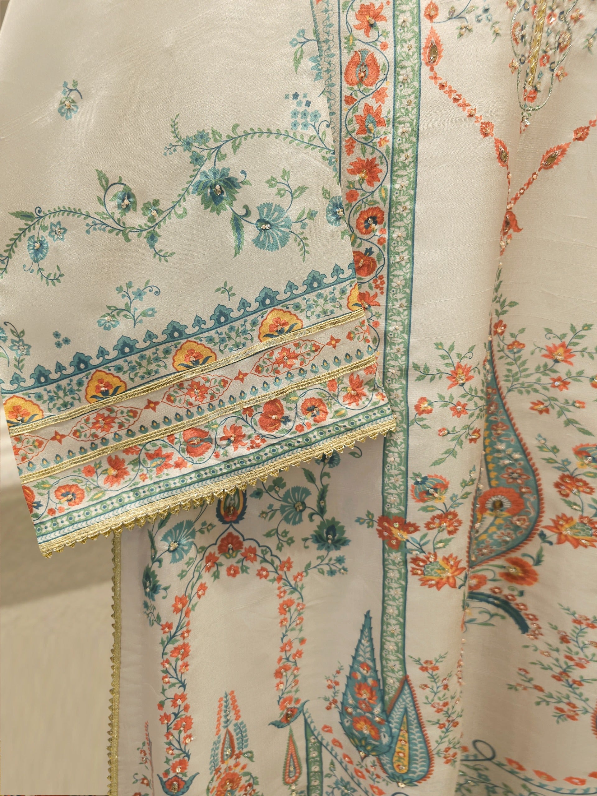 3-Piece Pure Digital Printed Silk Suit – Luxury Elegant Women's Formal Wear S114744