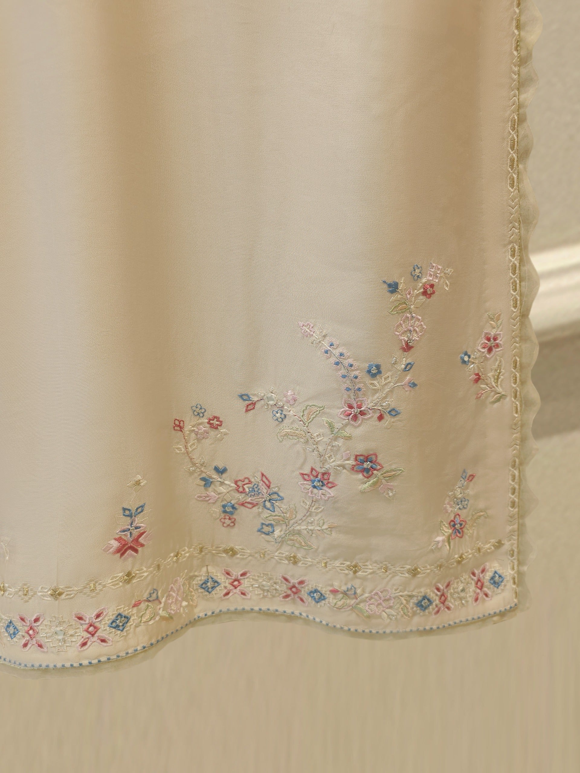 3 Piece- Pure  Shisha Silk Embroidered Suit S114942