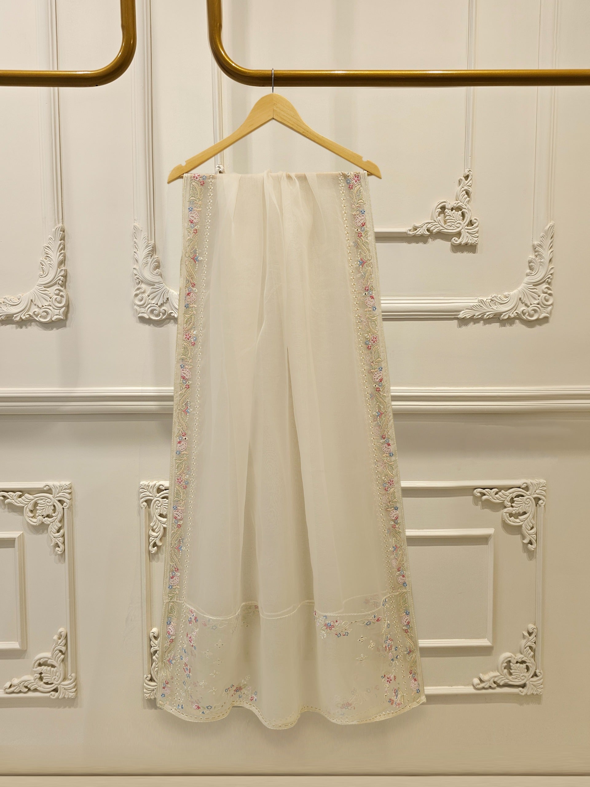 3 Piece- Pure  Shisha Silk Embroidered Suit S114942