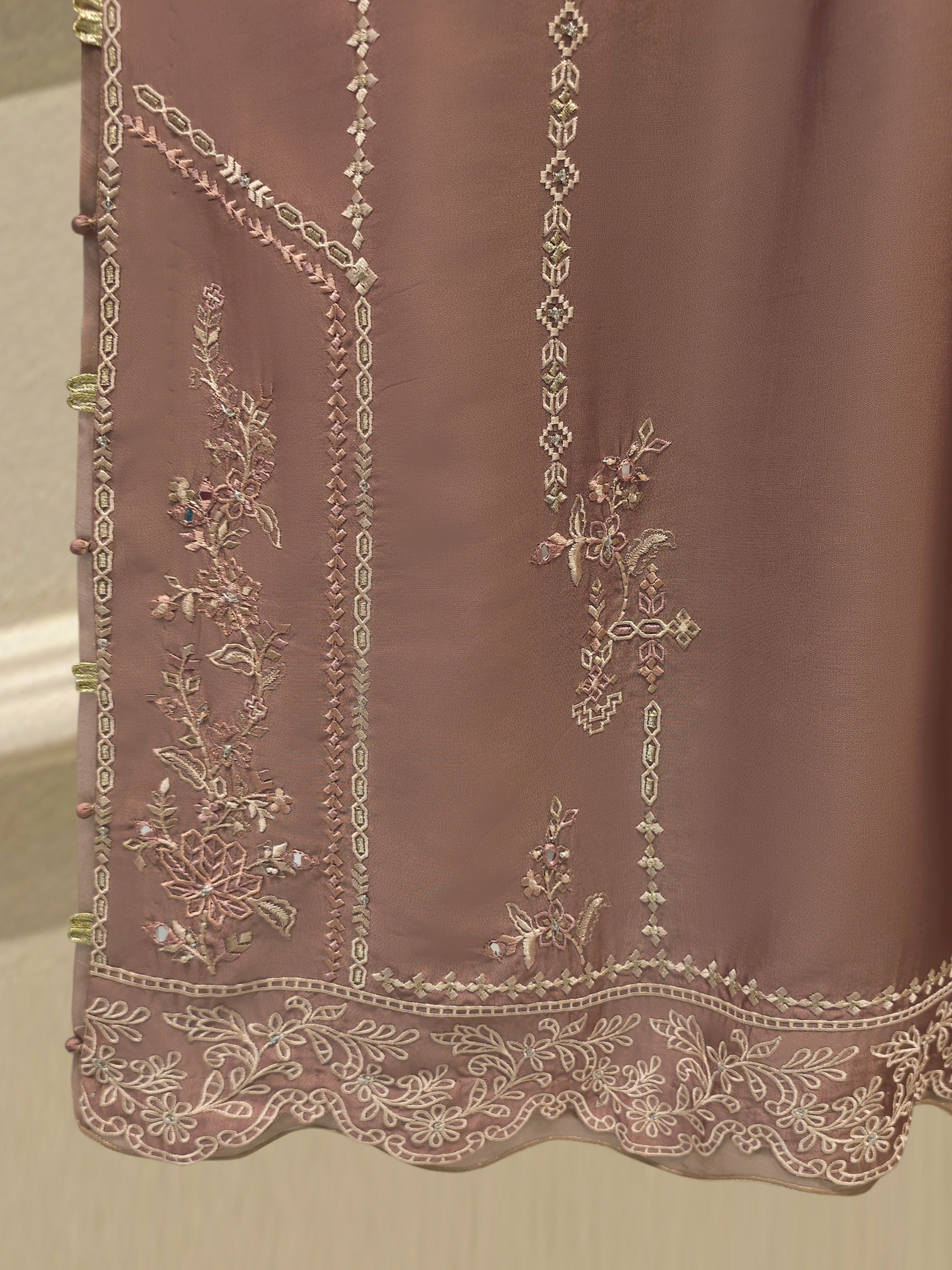 3 Piece- Pure  Shisha Silk Embroidered Suit S115014