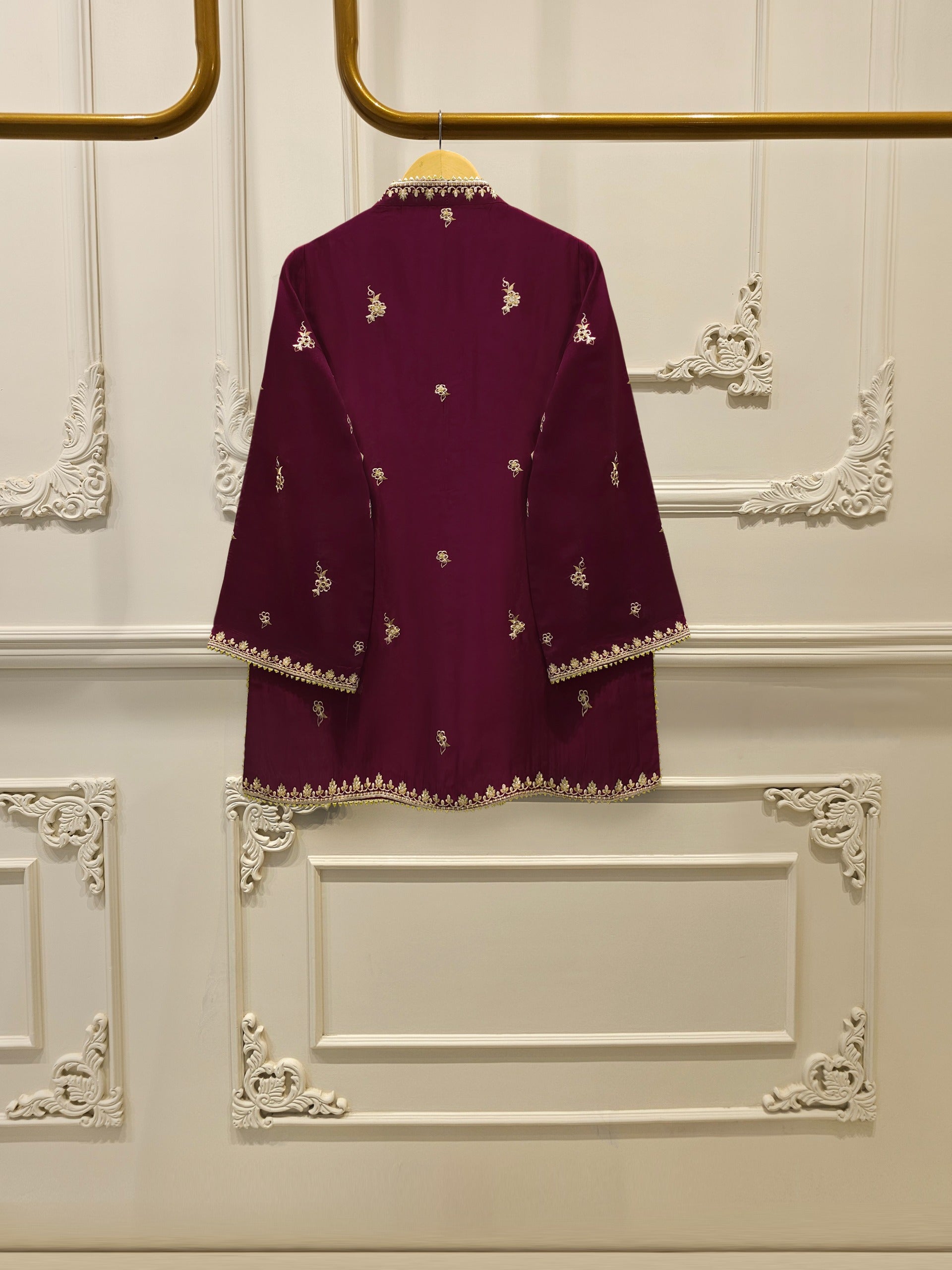 3 Piece- Pure  Shisha Silk Embroidered Suit S115008