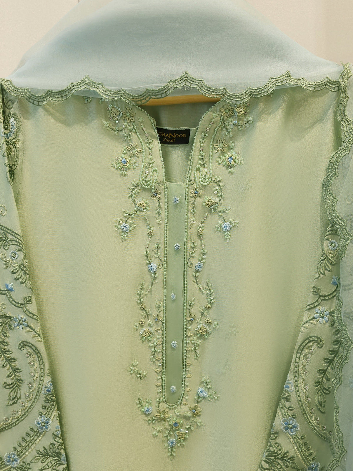 3 Piece- Pure  Sheesha Silk Embroidered Suit S115038
