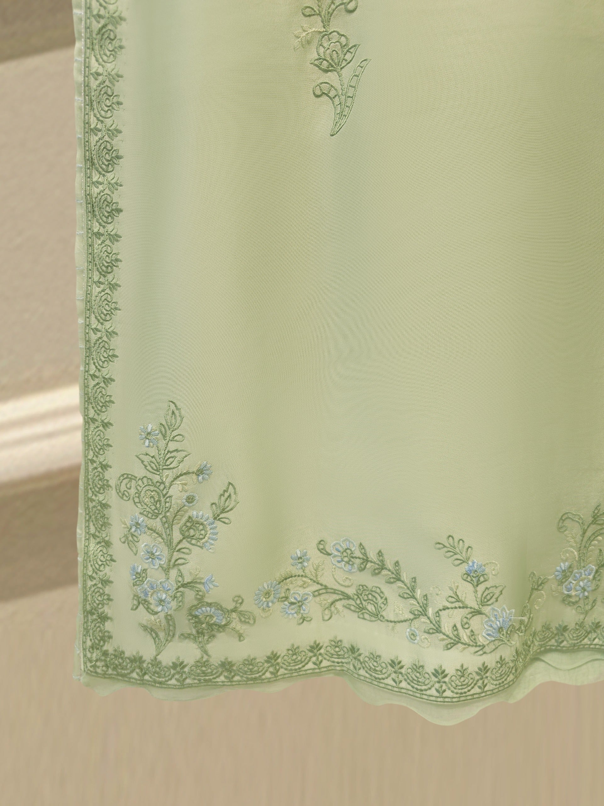 3 Piece- Pure  Shisha Silk Embroidered Suit S115038